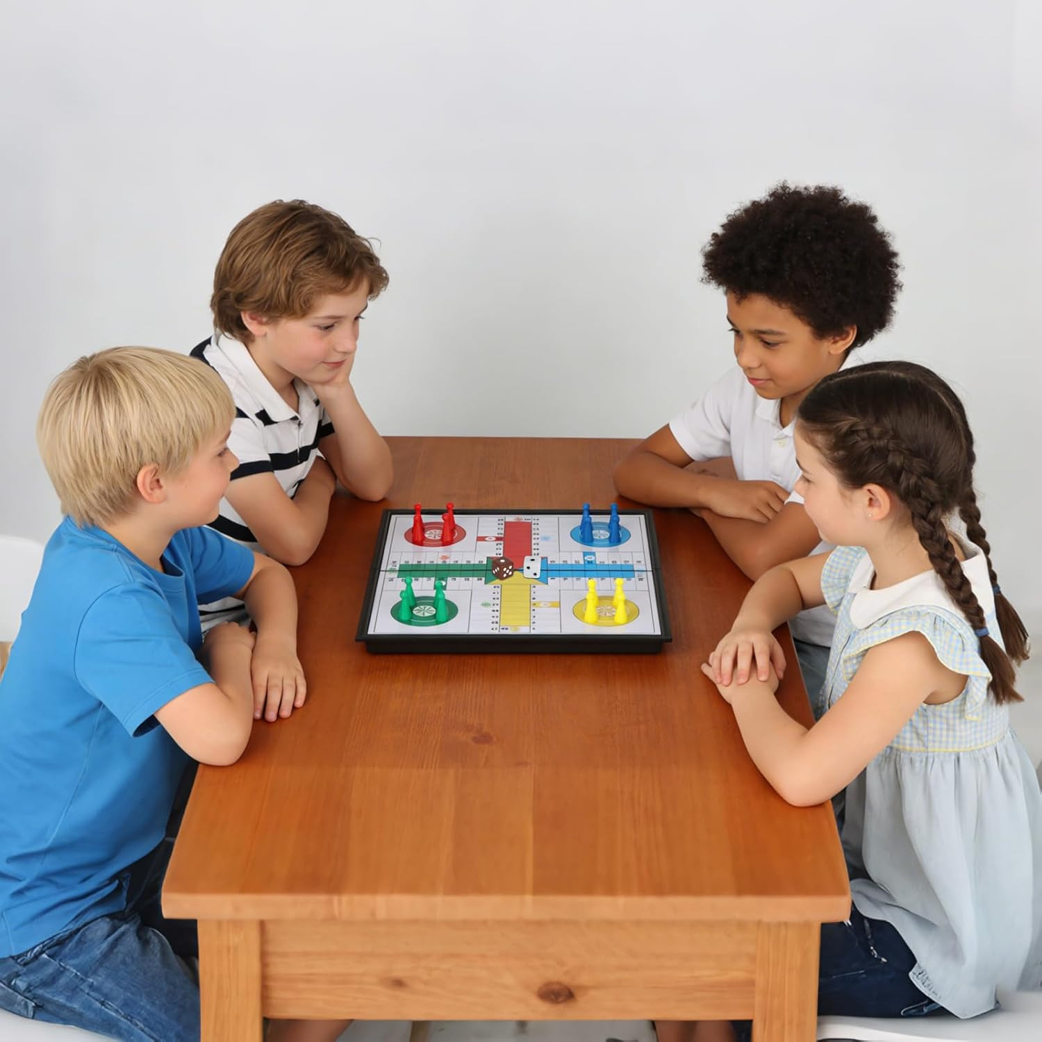 Magnetic Ludo Board Game Set with Folding Board Classic Travel Games for Kids an