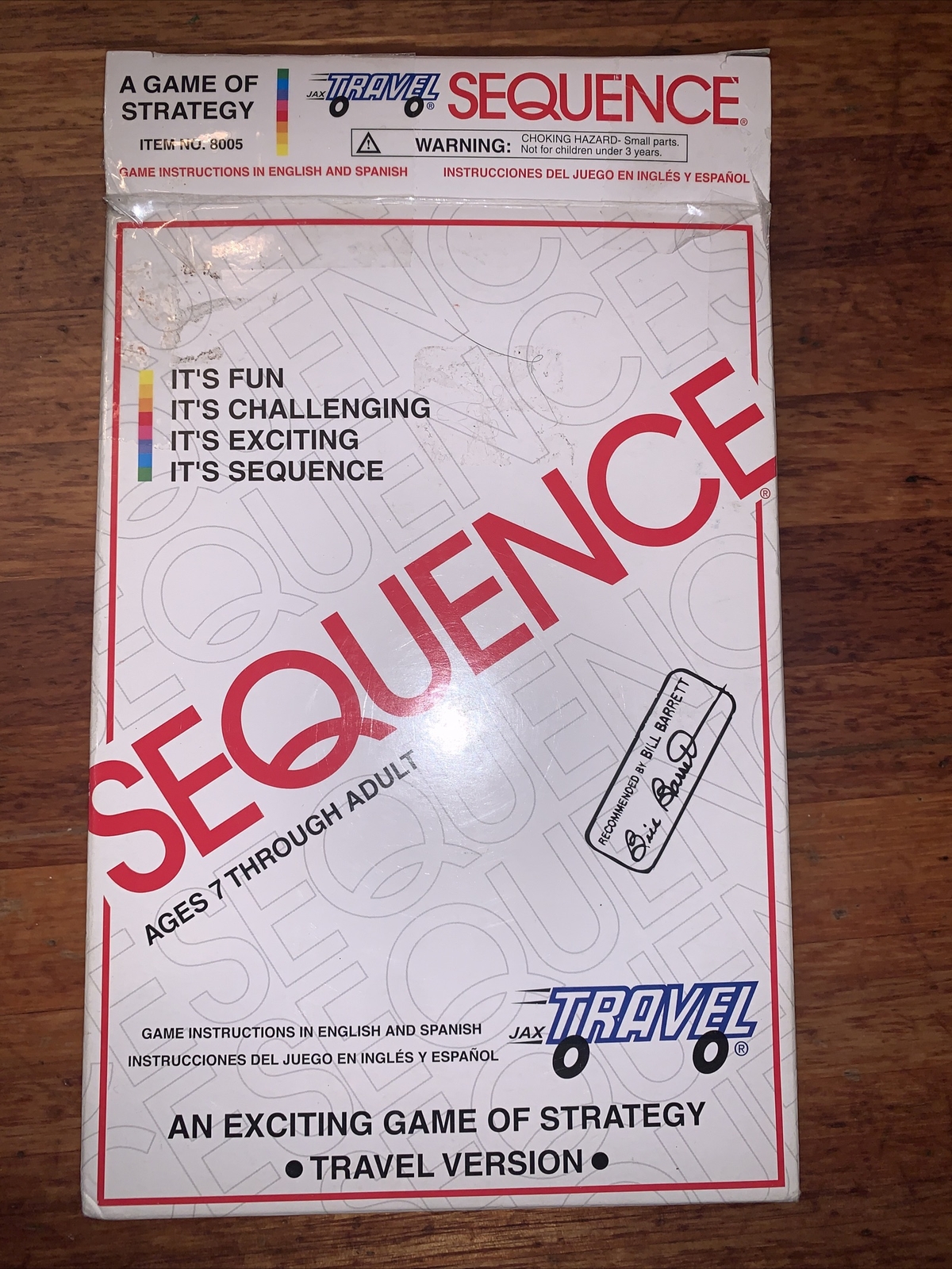 Sequence Travel Version Game of Strategy 1994 Jax Ltd.