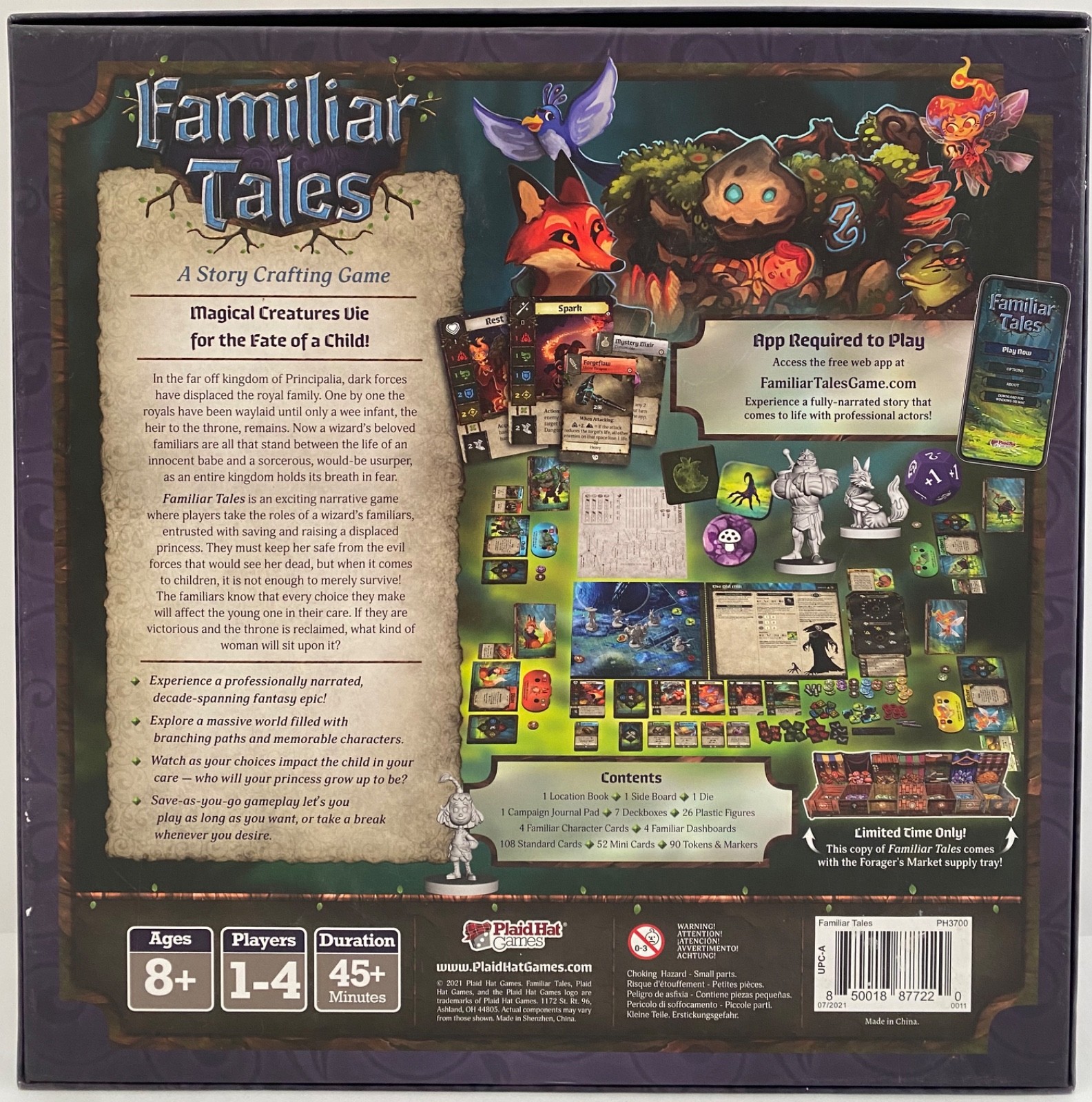 FAMILIAR TALES PLAID HAT BOARD GAME WITH FORAGERS MARKET SUPPLY TRAY