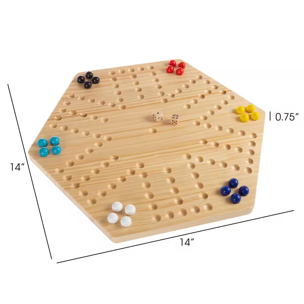 Classic Wooden Marble Game Set (6-Players)