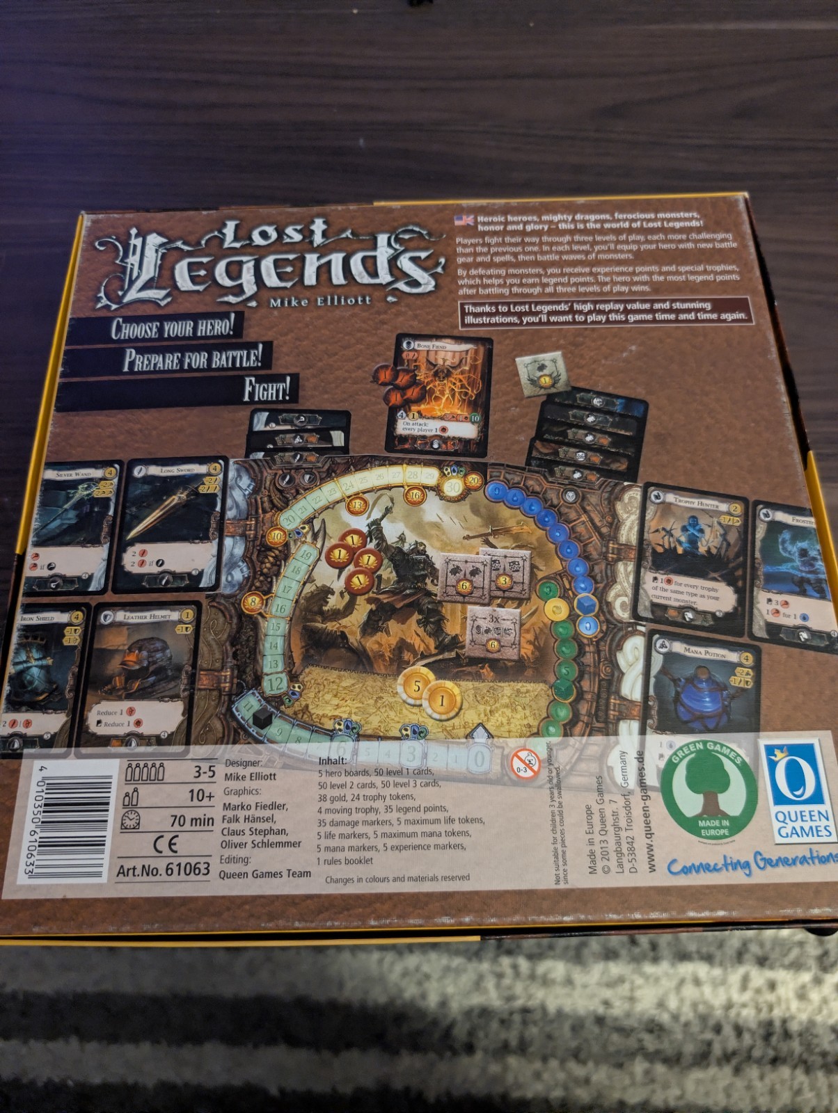Lost Legends Board Game by Queen Games Mike Elliott 2013 3-5 Players Complete