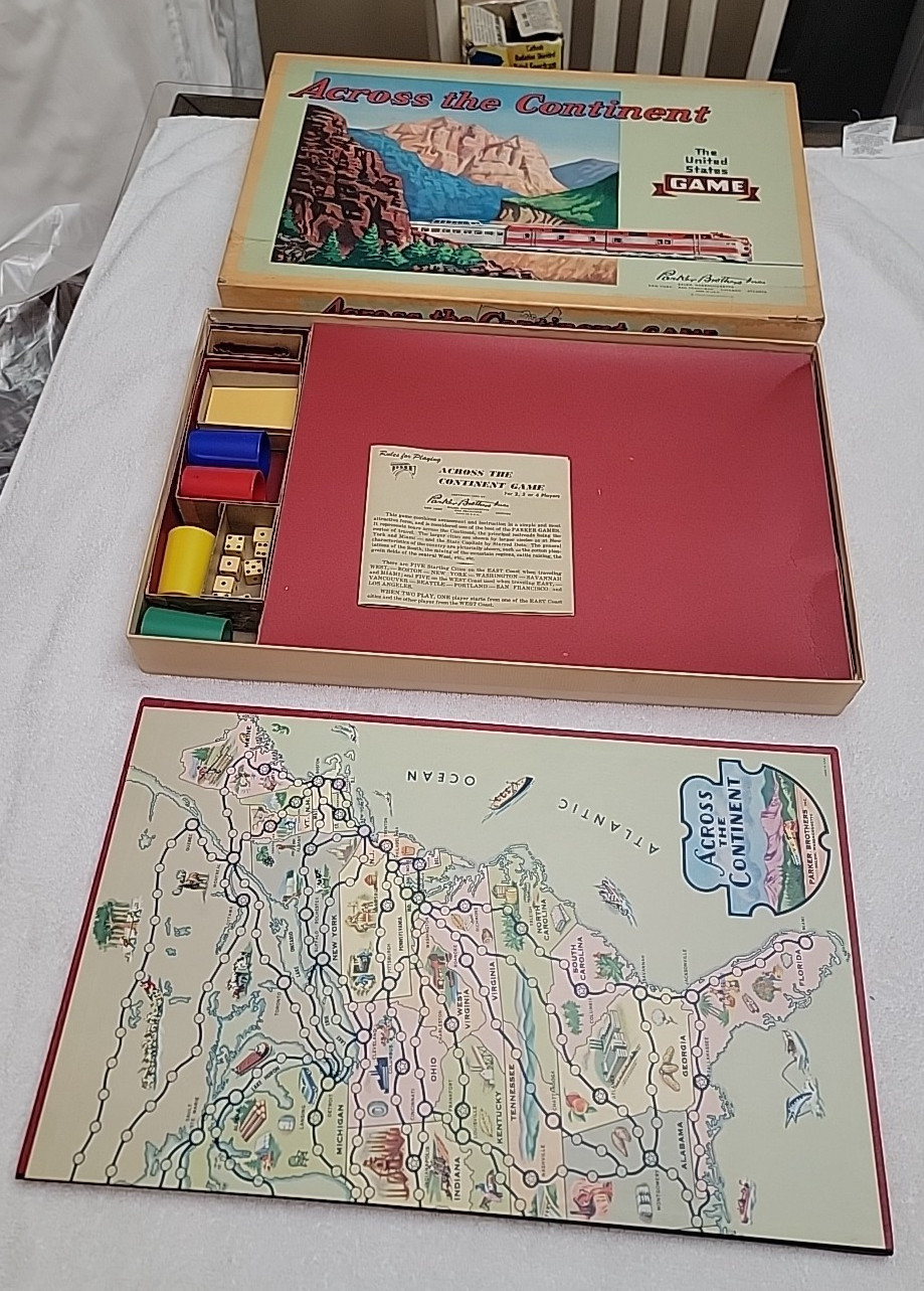 Across the Continent The United States Game by Parker Brothers 1952 Locomotive