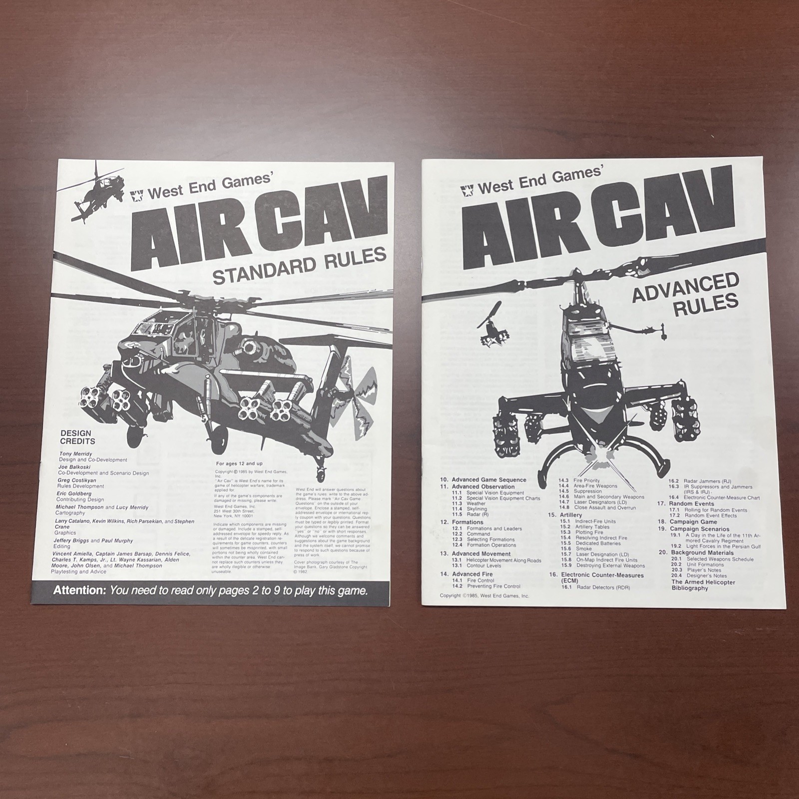 AIR CAV Board Game West End Games Helicopter Warfare In The Eighties 1985