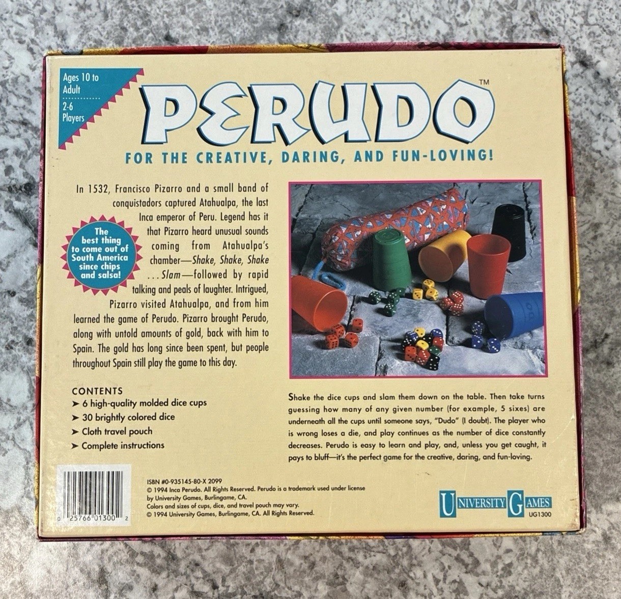 Perudo Liar’s Dice GHame 1994 by University Games 100% Complete