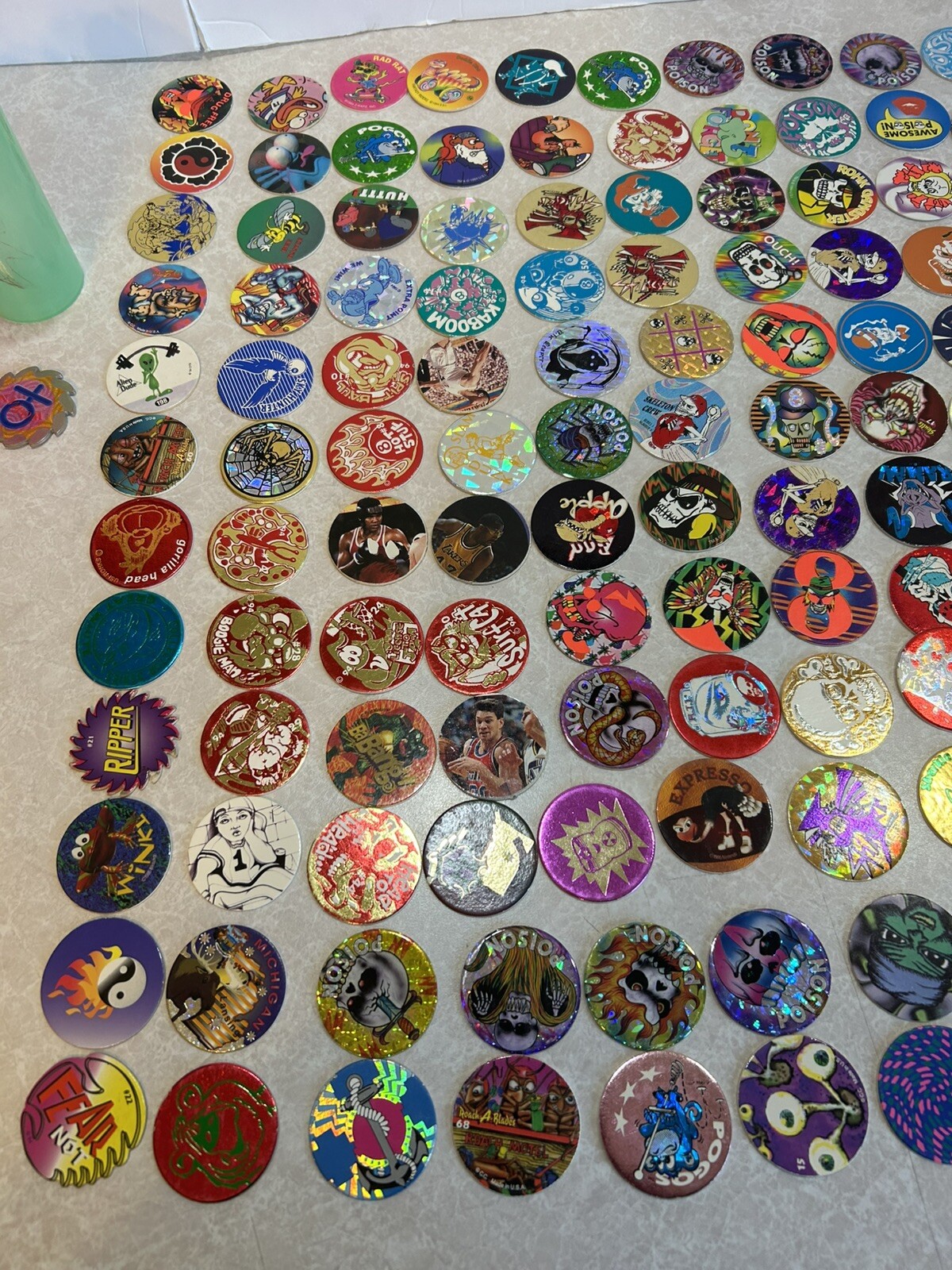 Pog Lot. 156 Pogs. Vintage 90s. 1 Slammer. 2 Plastic Containers