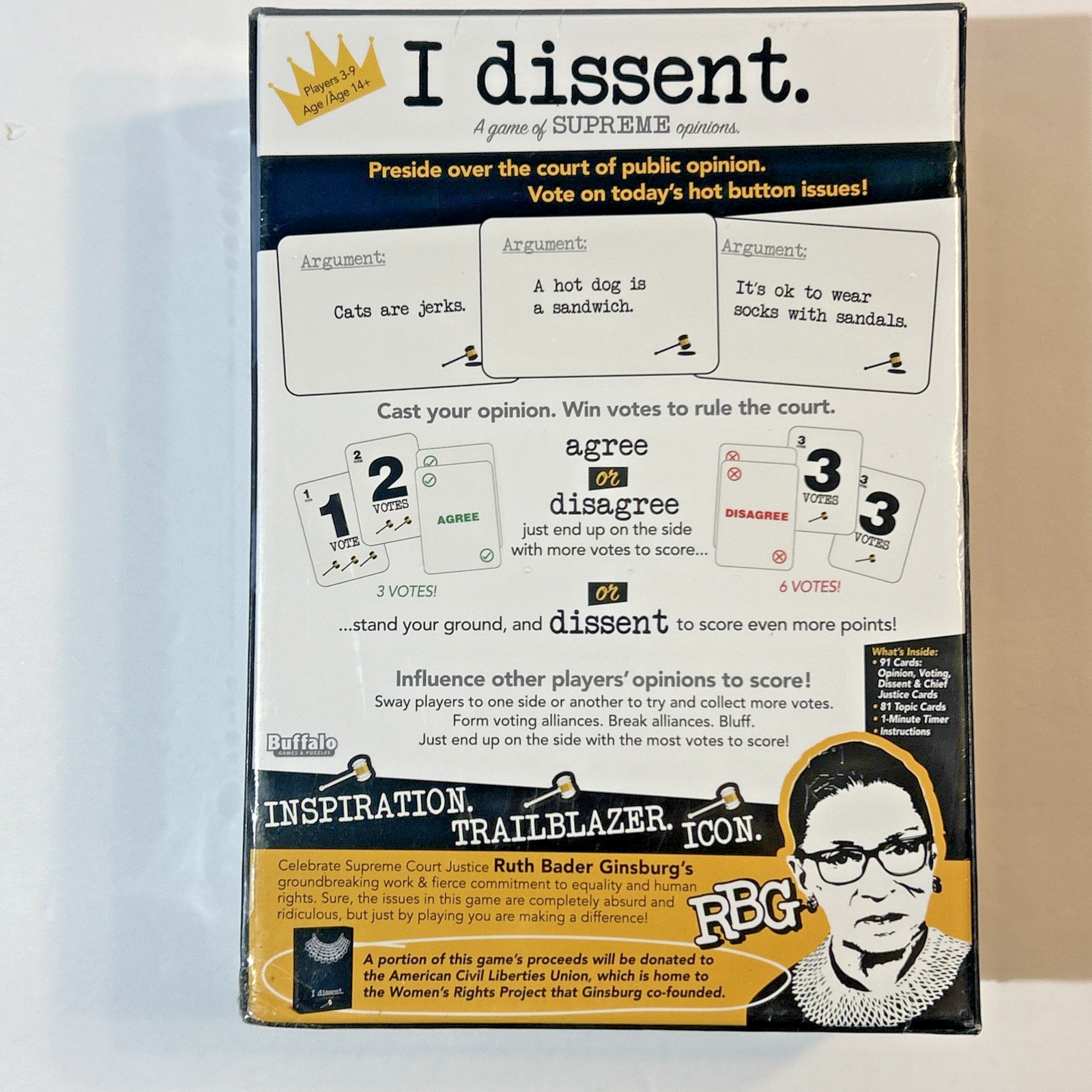 NEW SEALED I Dissent Board Game A Game of Supreme Opinions Ruth Bader Ginsberg