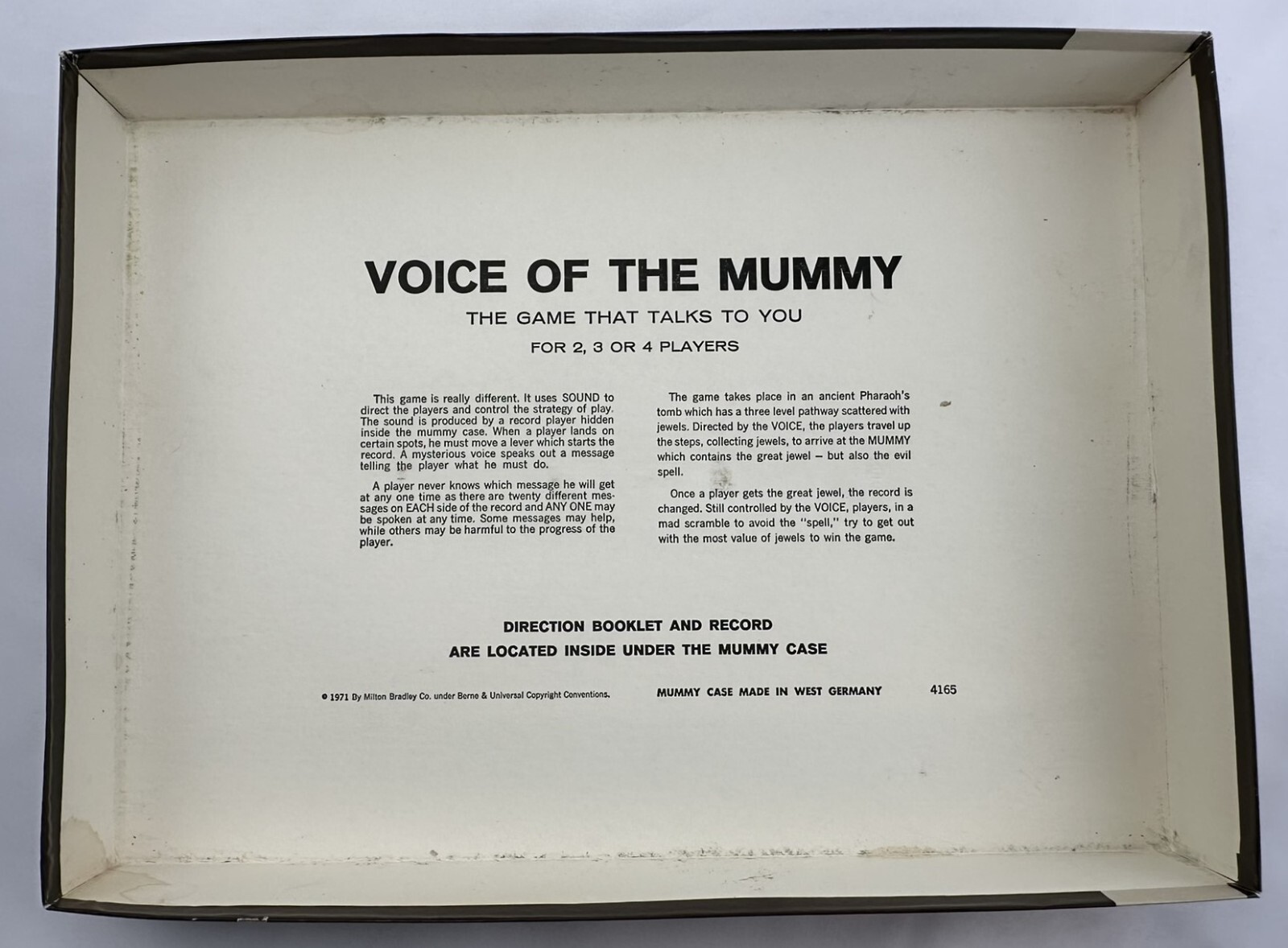 1971 Voice of the Mummy Game by Milton Bradley Complete/Working in Great Cond