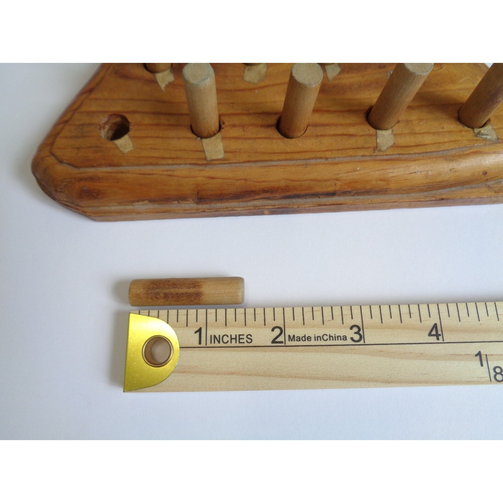 Vintage Handmade Wood Peg Game – Wooden With Pegs Triangle