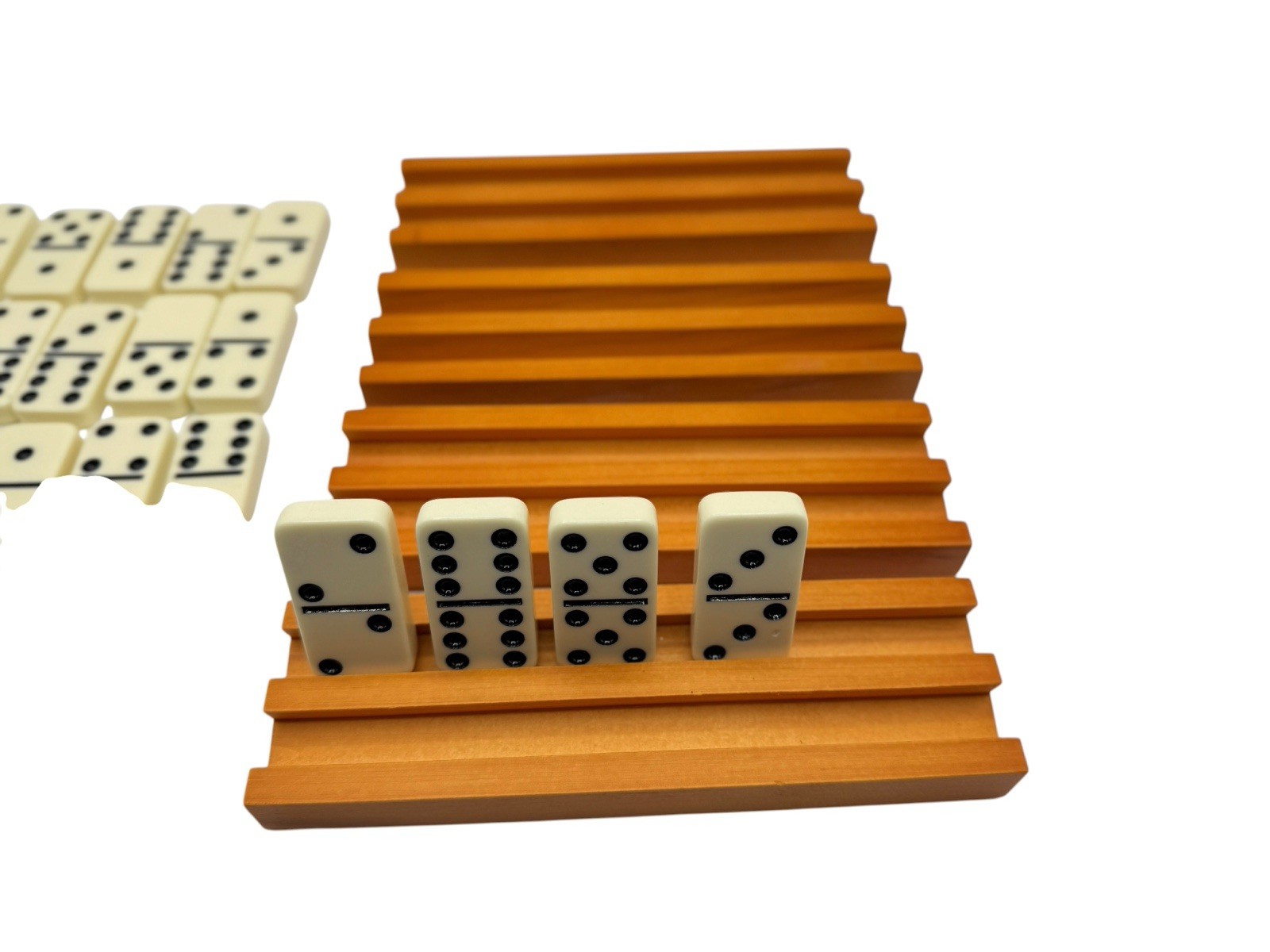 Queensell Dominos Set for Adults with 4 Domino Racks – Double 6 Dominoes Set