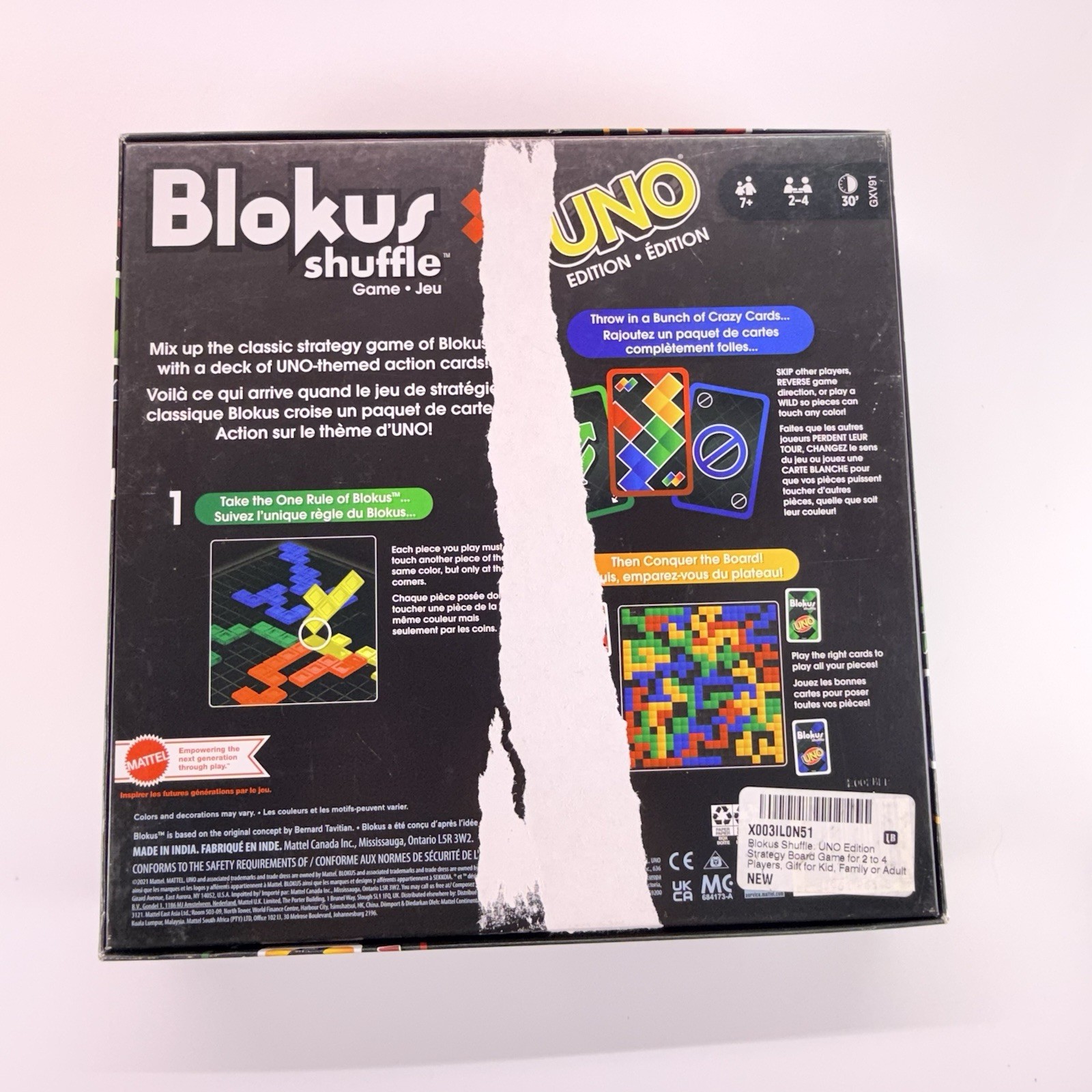 Blokus Shuffle Uno Edition COMPLETE Mattel 2021 Classic Strategy Action Cards