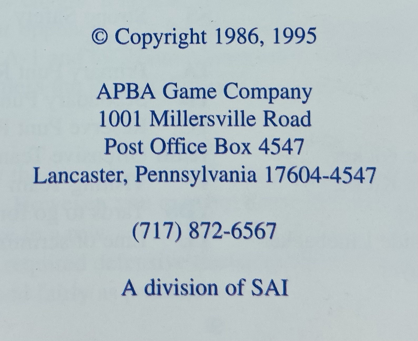 Vintage 1995 APBA Pro Football Board Game INSTRUCTION MANUAL Only