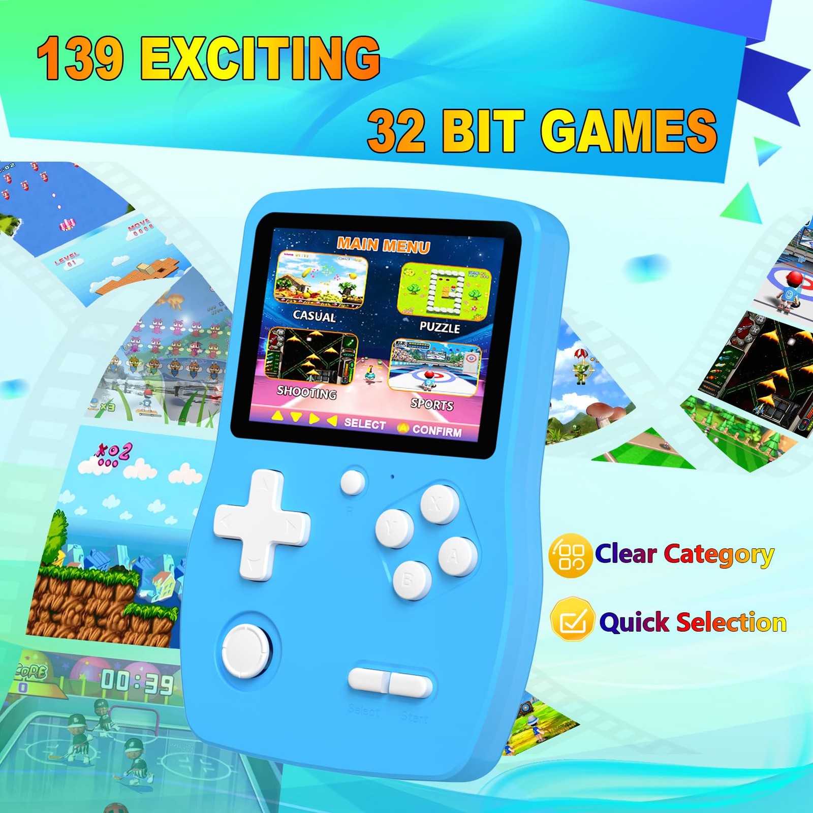 32 Bit Handheld Games for Preloaded 139 Video Games, Portable Video Gaming Pl…