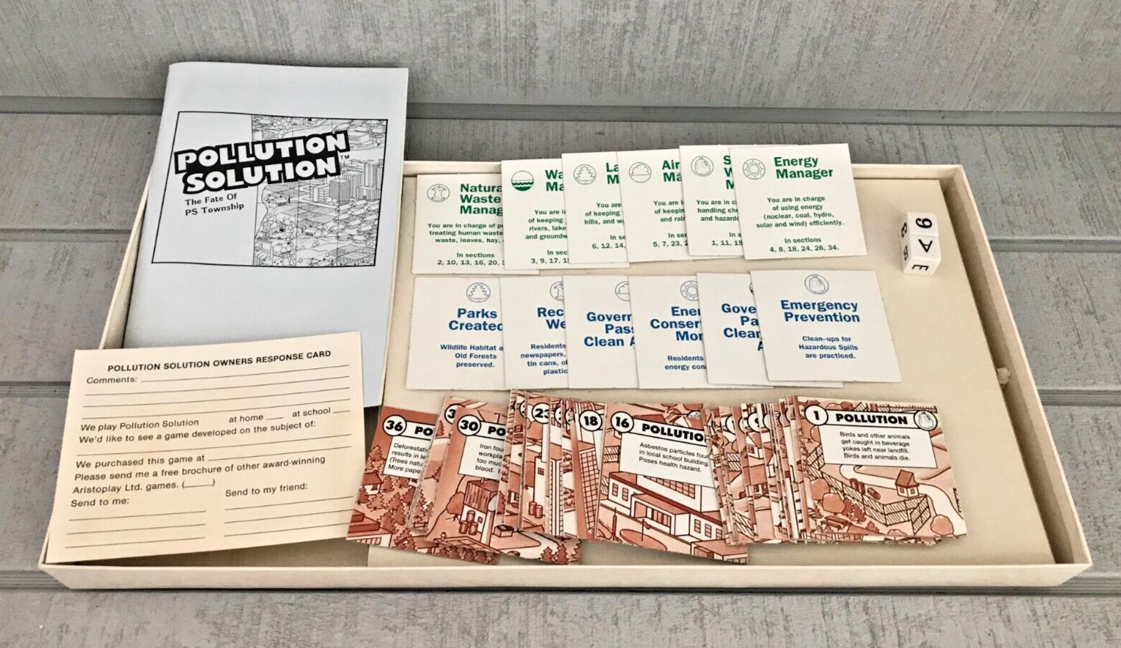 Vintage 1989 Aristoplay Ltd. POLLUTION SOLUTION Board Game ~ Complete