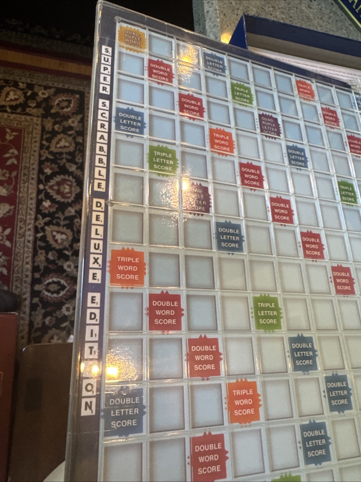 Super Scrabble Deluxe Edition Crossword Game Rotating Board Hasbro 2010