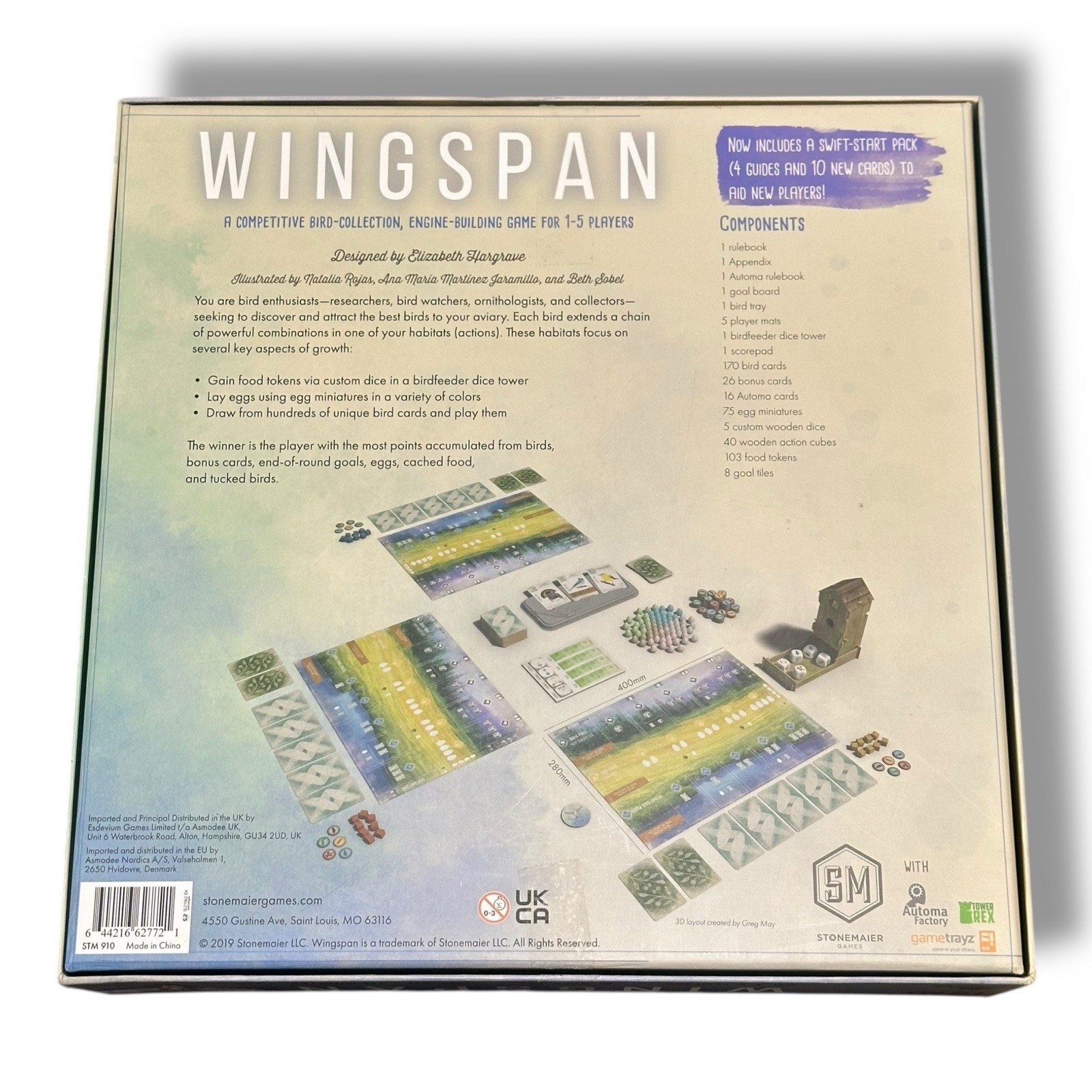 Wingspan Board Game 1st Ed 2019 Stonemaier Games New Open Box- Sealed Cards, Etc