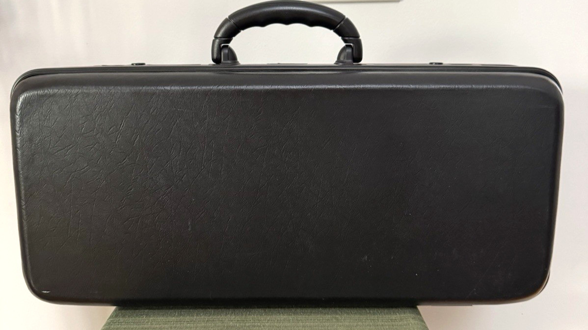 Vintage Mah Jong Jongg Black Hard Shell Carrying Case Foam Interior 20″×9″×5″