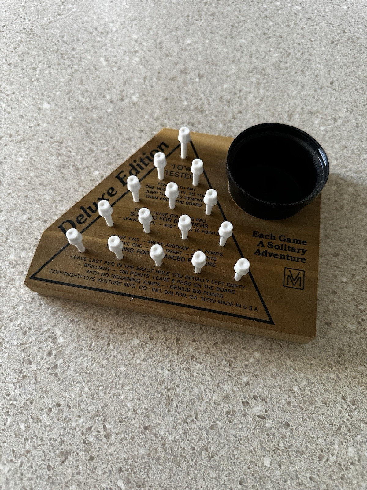 Vintage Triangle Peg Game – Deluxe Edition IQ Tester by Venture MFG Co. 1975 USA
