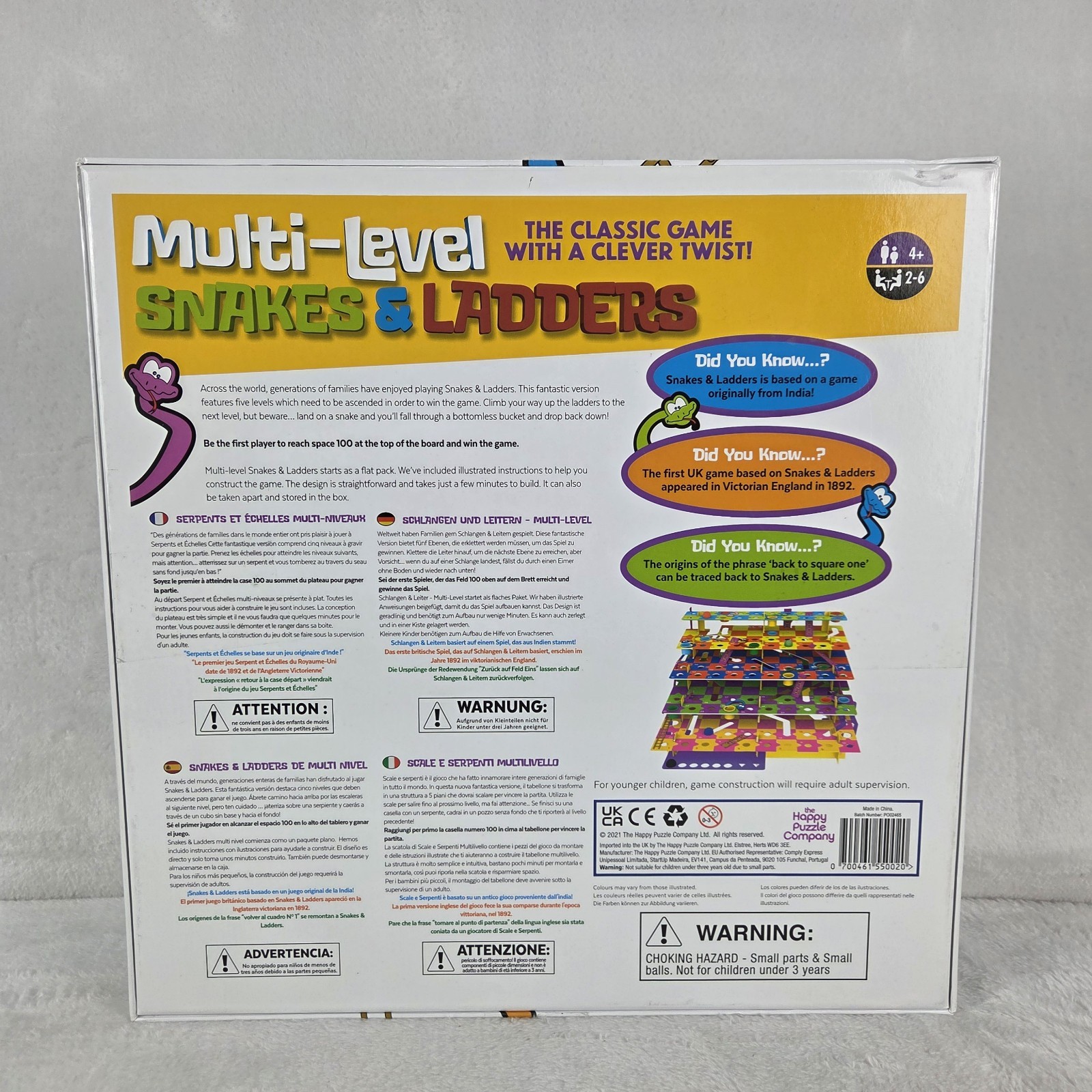 Multi-Level 3D Snakes And Ladders Board Game Happy Puzzle Company 2021 Complete