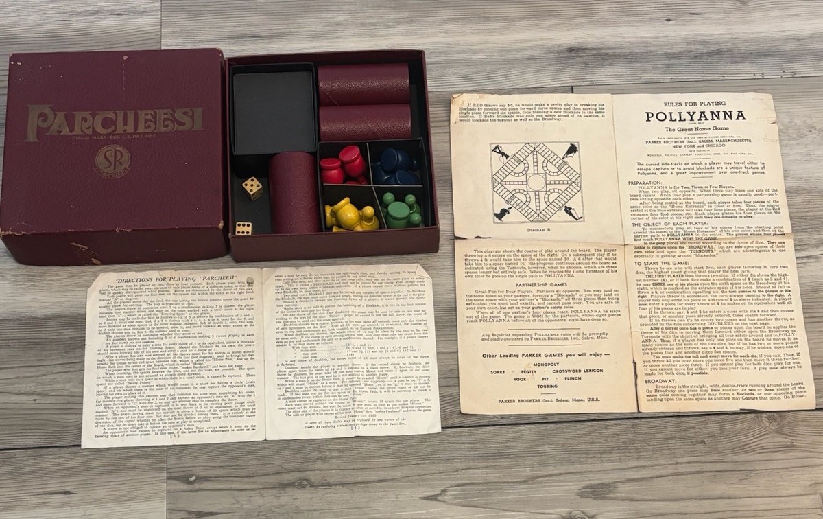 VTG Parcheesi Board Game Selchow & Righter Complete Set W/ Original Rules Box