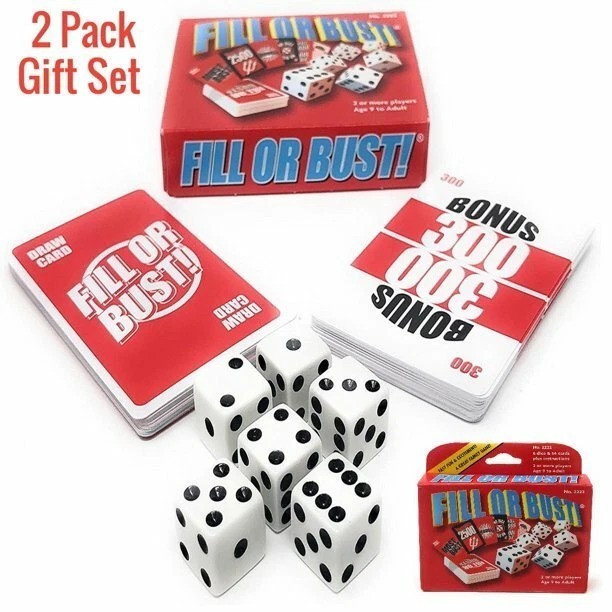 2 PACK – Fill Or Bust Dice Card Game Bowman Games Press Your Luck Family Game