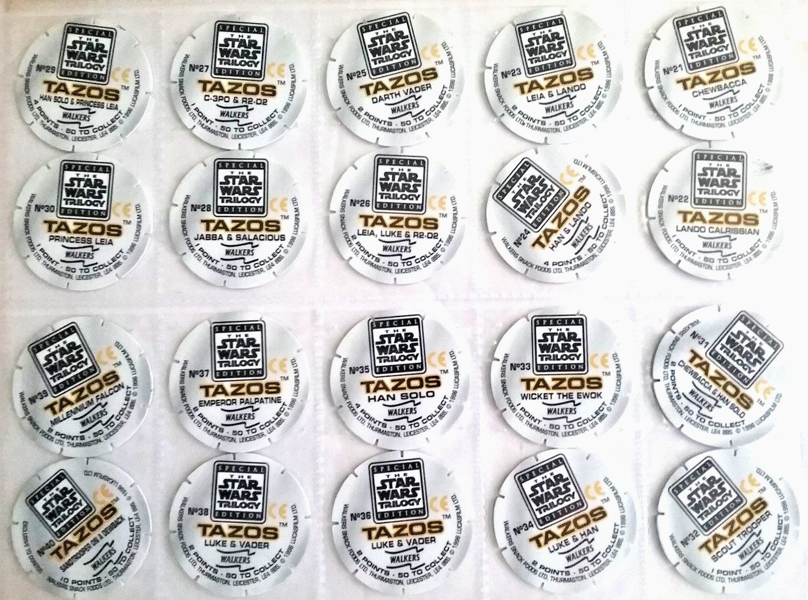 Star Wars Trilogy COMPLETE SET of 50 Walkers Tazos Pogs 1996