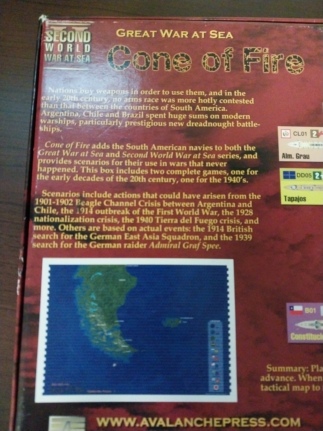 Cone Of Fire Great War at Sea UNPUNCHED World War II Board Game Avalanche Press