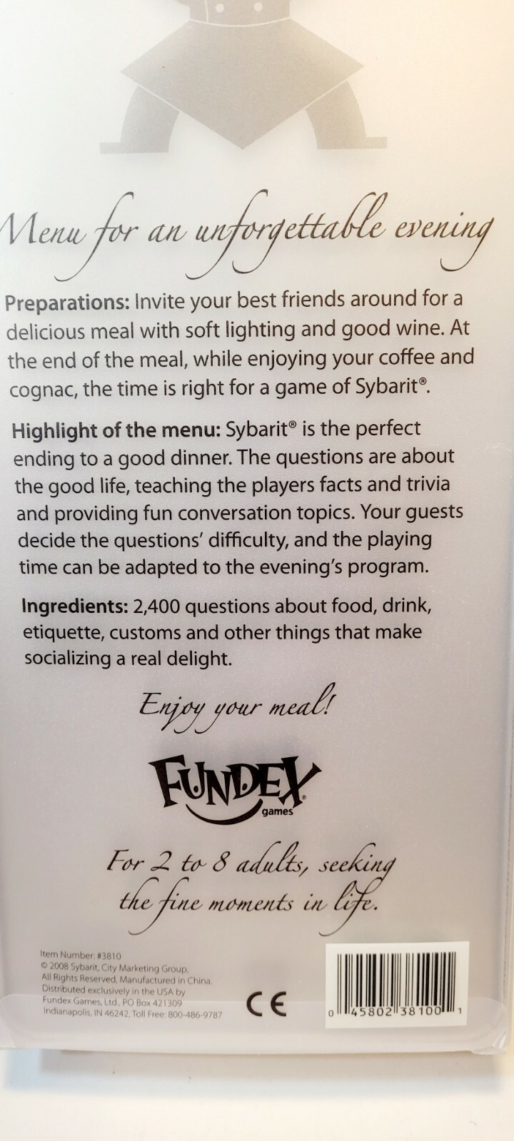 Sybarit Trivia Board Game Food And Drink After Dinner Party Game – Rare