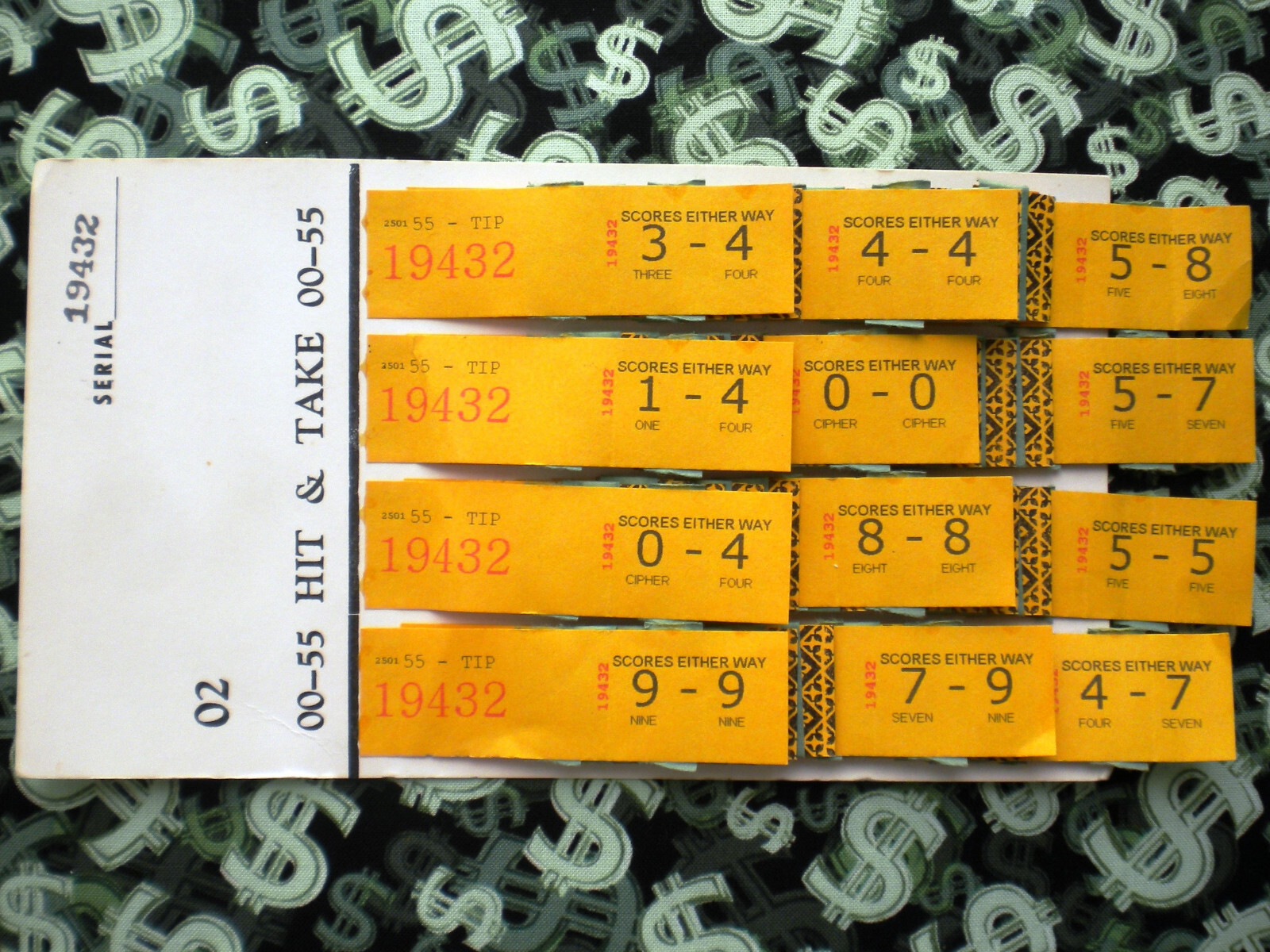 ( 4 Lot ) 55 REGULAR “NOT Sure” TIP BOARDS {0-7 to 7-9} Pull Tab Jar Tickets