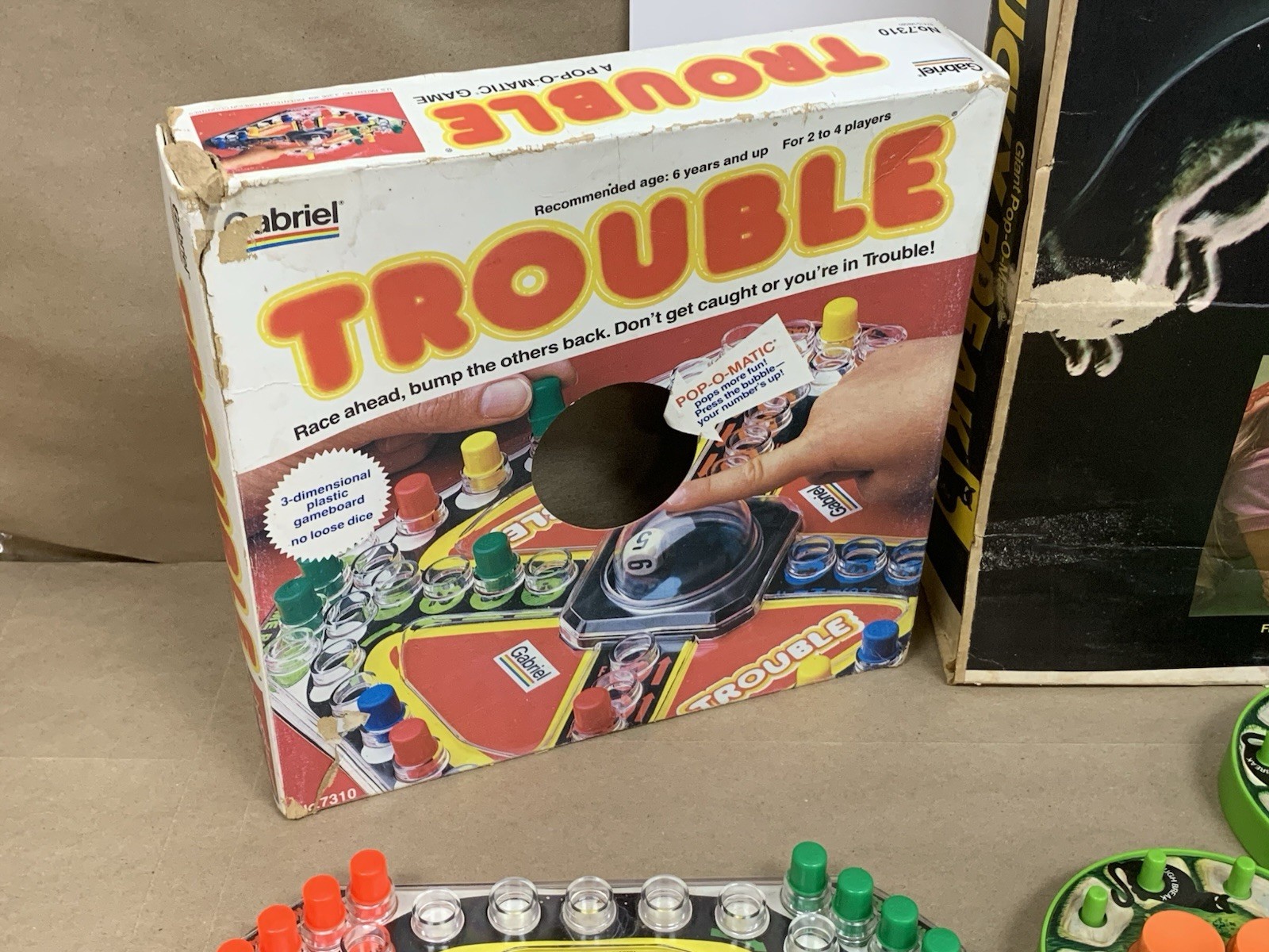 Vintage Family Game 3pc Lot Gabriel PopOMatic Lucky Break Milton Bradley Trouble