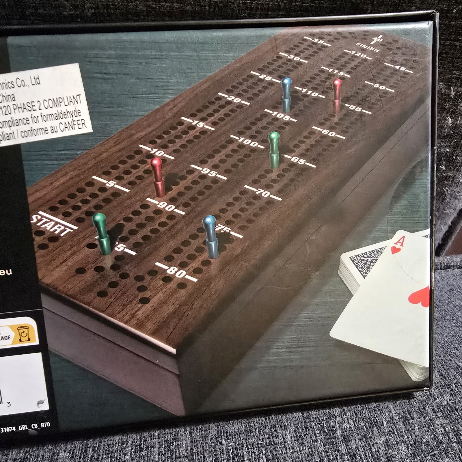 New Sealed Deluxe Cribbage Family Board Game Cardinal Legacy Wooden Case