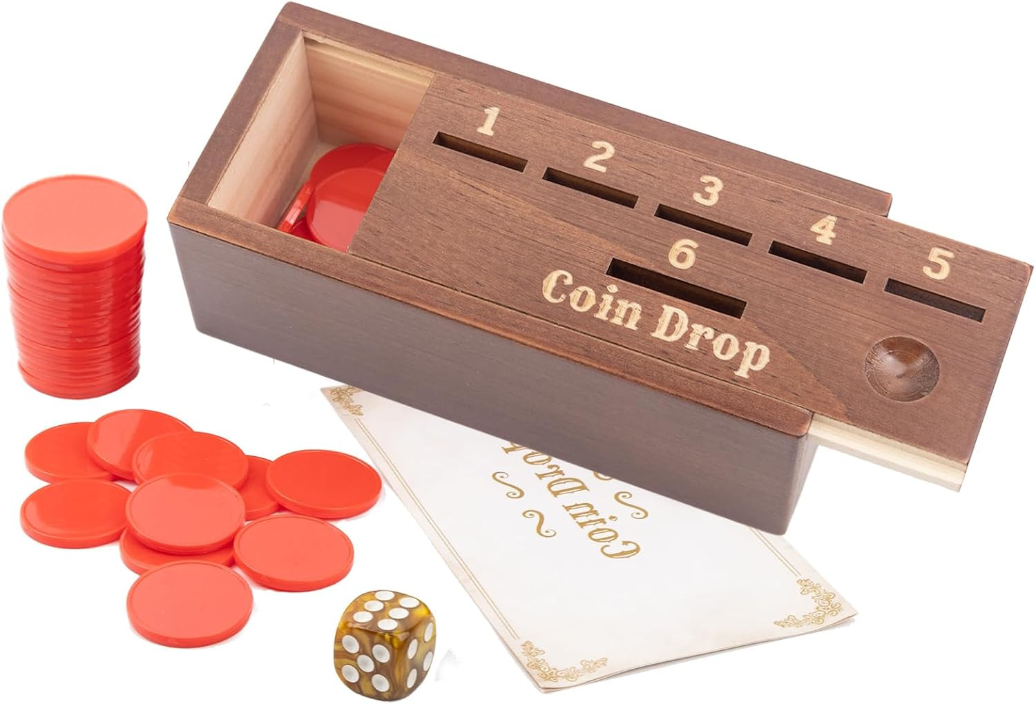 Coin Drop Game for 2-6 Players,Penny Game Contains 50 Coins,Wooden Game