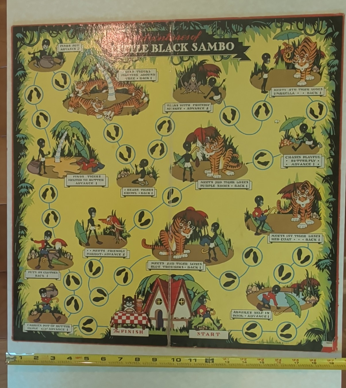 Adventures of Little Black Sambo 1945 Board Game BOARD ONLY Cadaco Ellis USA