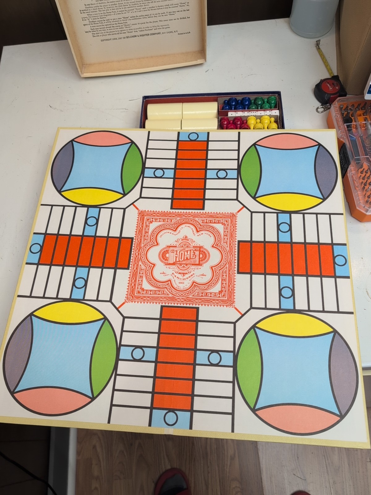 Vintage Parcheesi Board Game Gold Seal Edition – 1964 | wooden missing 1 Die