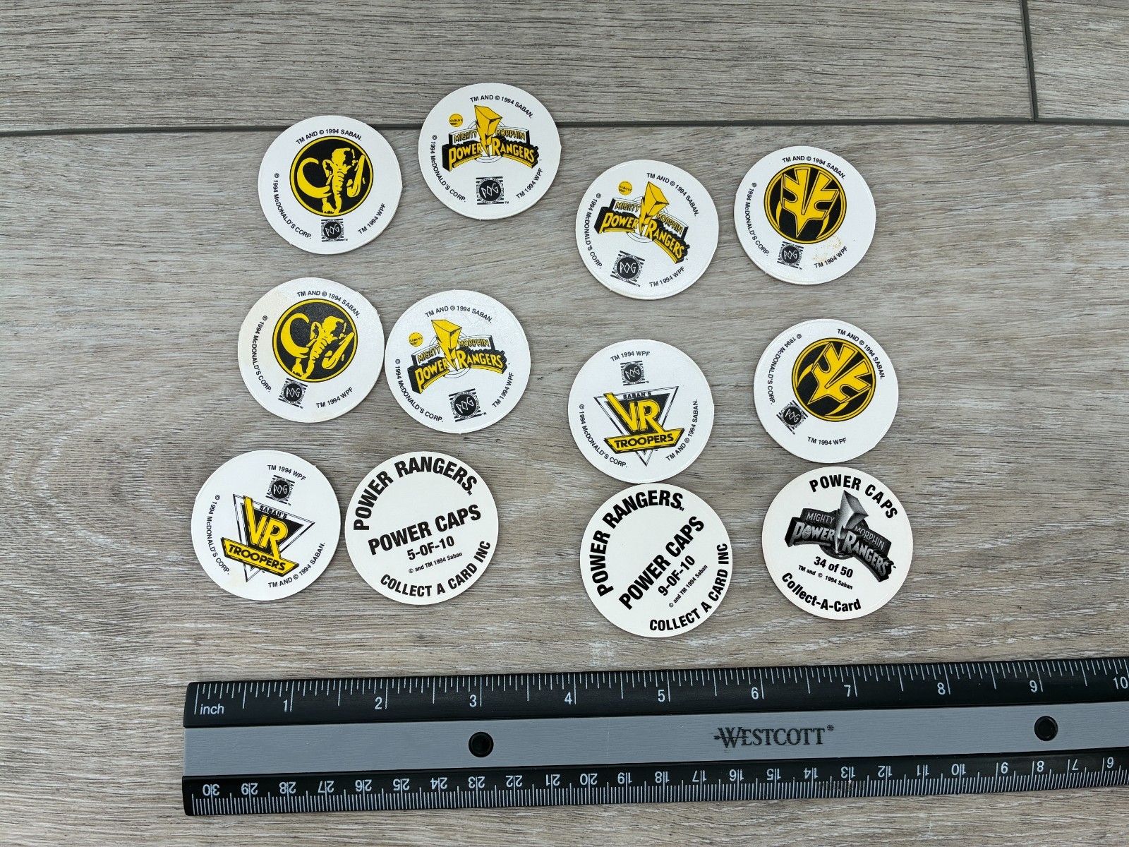 World POG Milk Cap Lot Power Rangers Saban’s VR Troopers Power Cap Characters 94