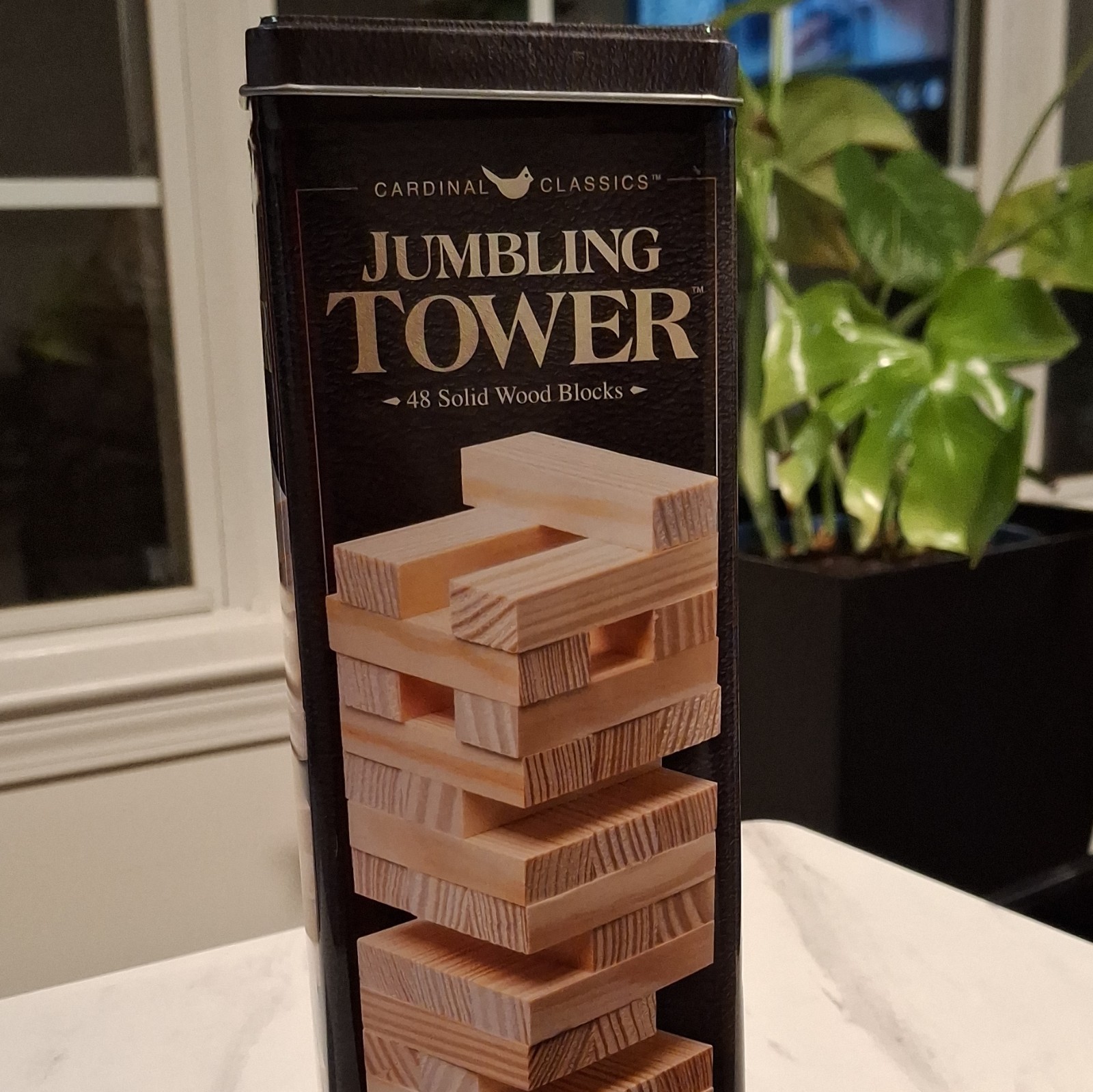 Cardinal Jumbling Tower Strategy Skill Game, 48 Wood Blocks, 2+ Players, 8+