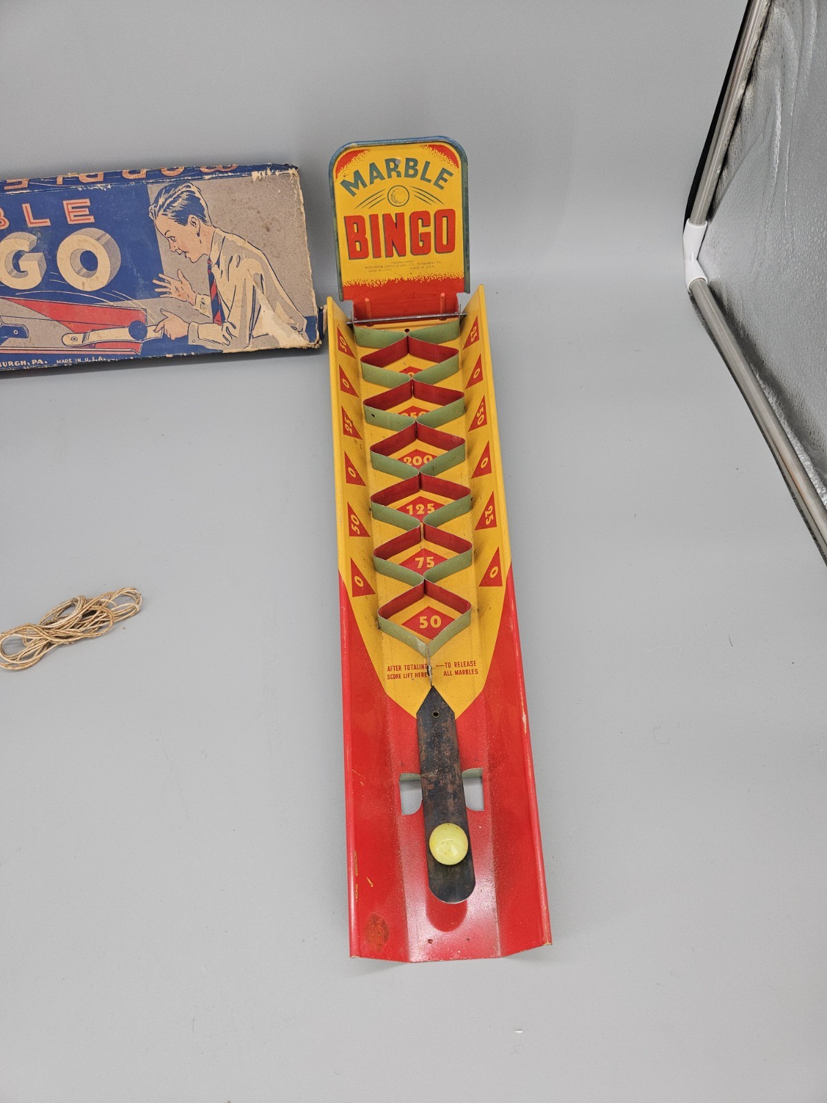 Vintage Wolverine Supply Co. Tin Lithographed ‘Marble Bingo’ Game W/Box