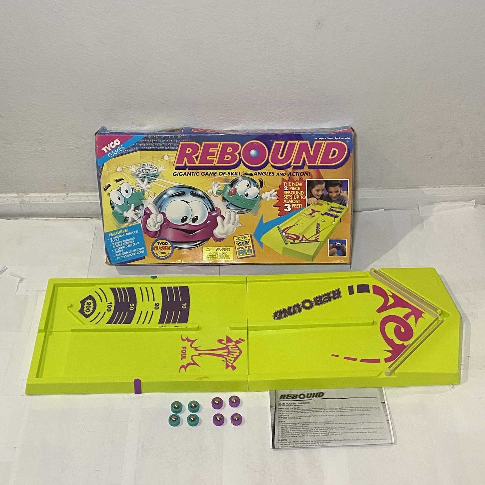 Vintage 1994 Tyco Rebound Skill Action Game 100% Complete With New Rubber Bands