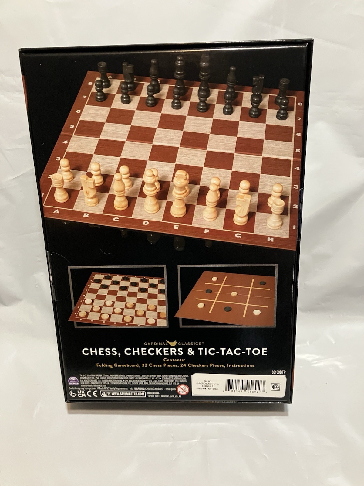 CARDINAL CLASSICS CHESS, CHECKERS, & TIC-TAC-TOE FOLDING GAMEBOARD
