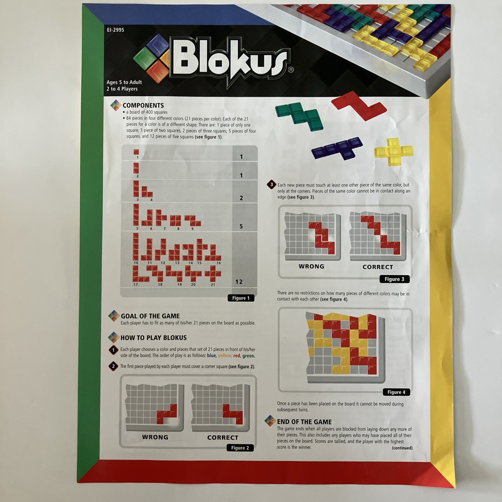 Blokus 13″ Educational Insights Strategy Large Edition 100% Complete EXCELLENT!