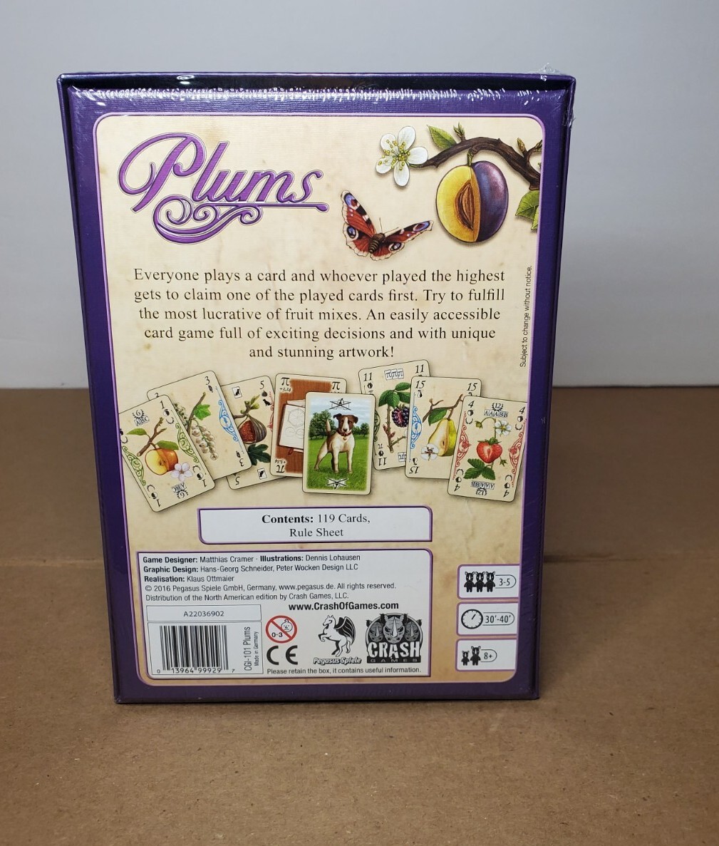 Matthias Cramer Plums Card Game NEW And Sealed 2016 Made By CrashOfGames