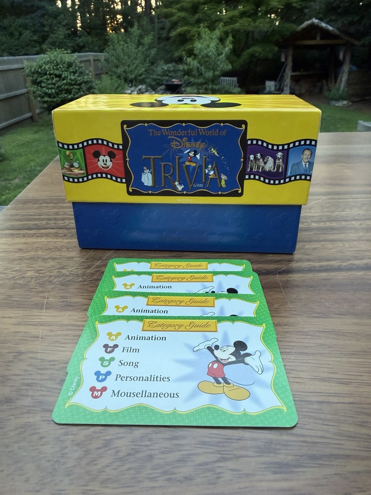 Disney Trivia Board Game Replacement Cards Box Case & 4 Category Guides 1997