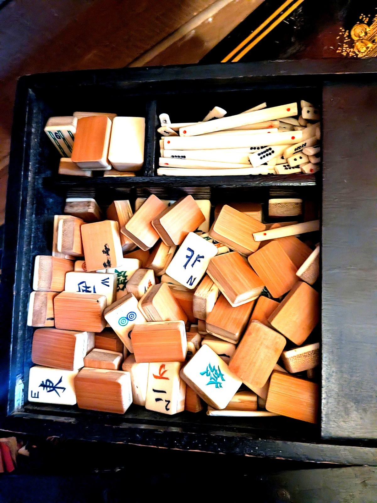 Antique 1920s Tiger Brand Mah-Jongg Set Bone Bamboo Tiles Babcock Rules Book