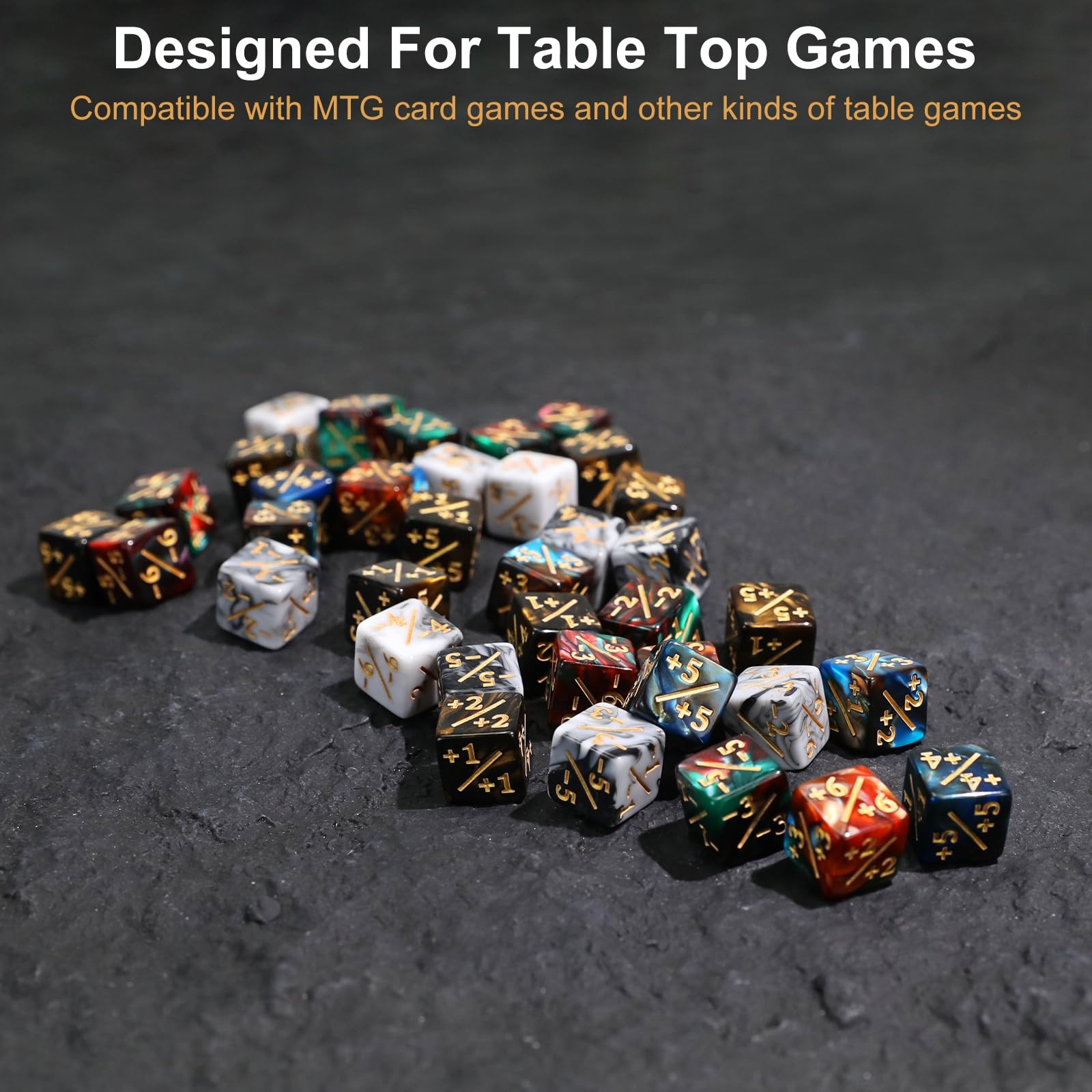 SIXPONTS 48 Pieces 12mm MTG Dice Abilities -1/+1 Life Counters Dices & MTG Ke…