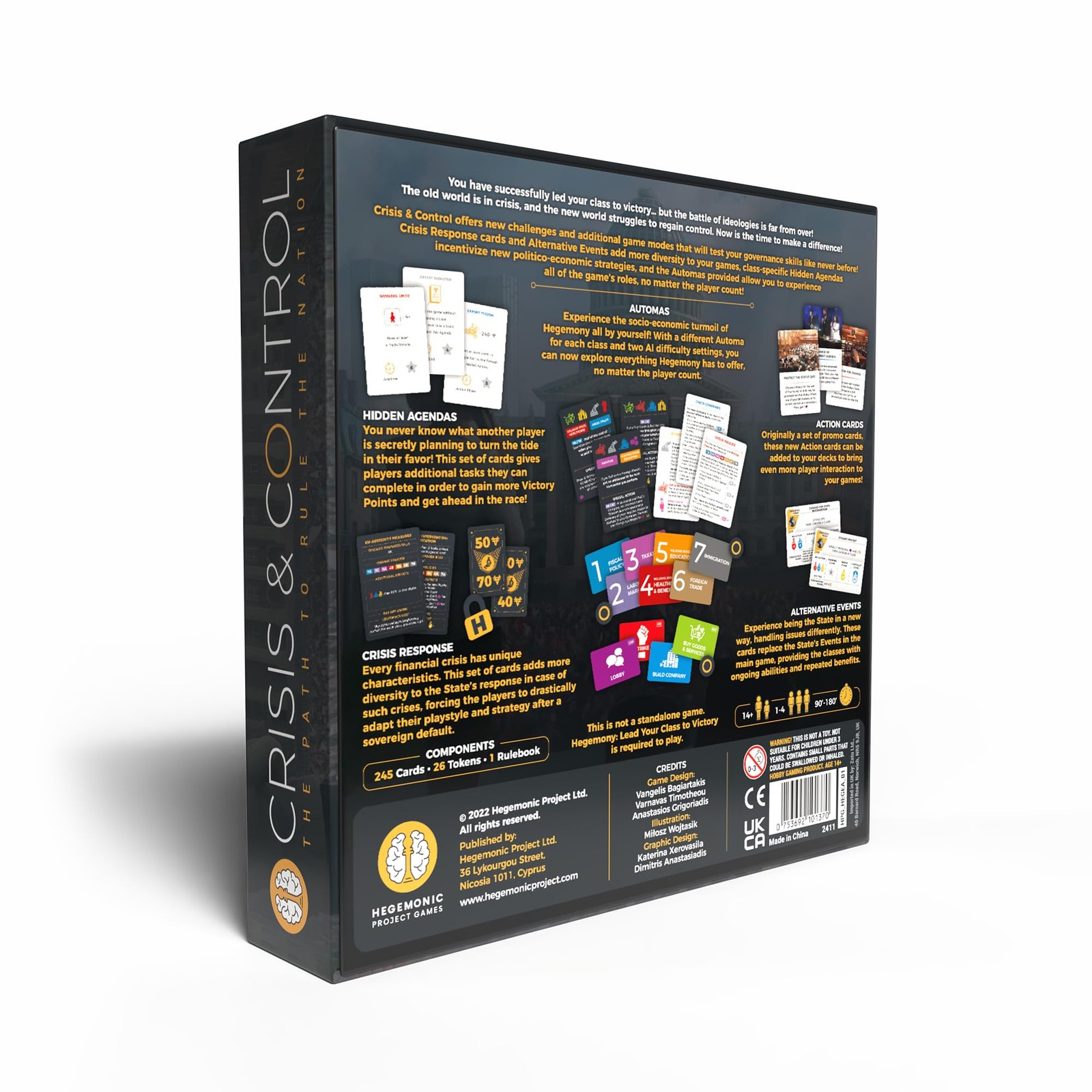 Hegemony Crisis Control Expansion Board Game Governance Skills 1 to 4 Players