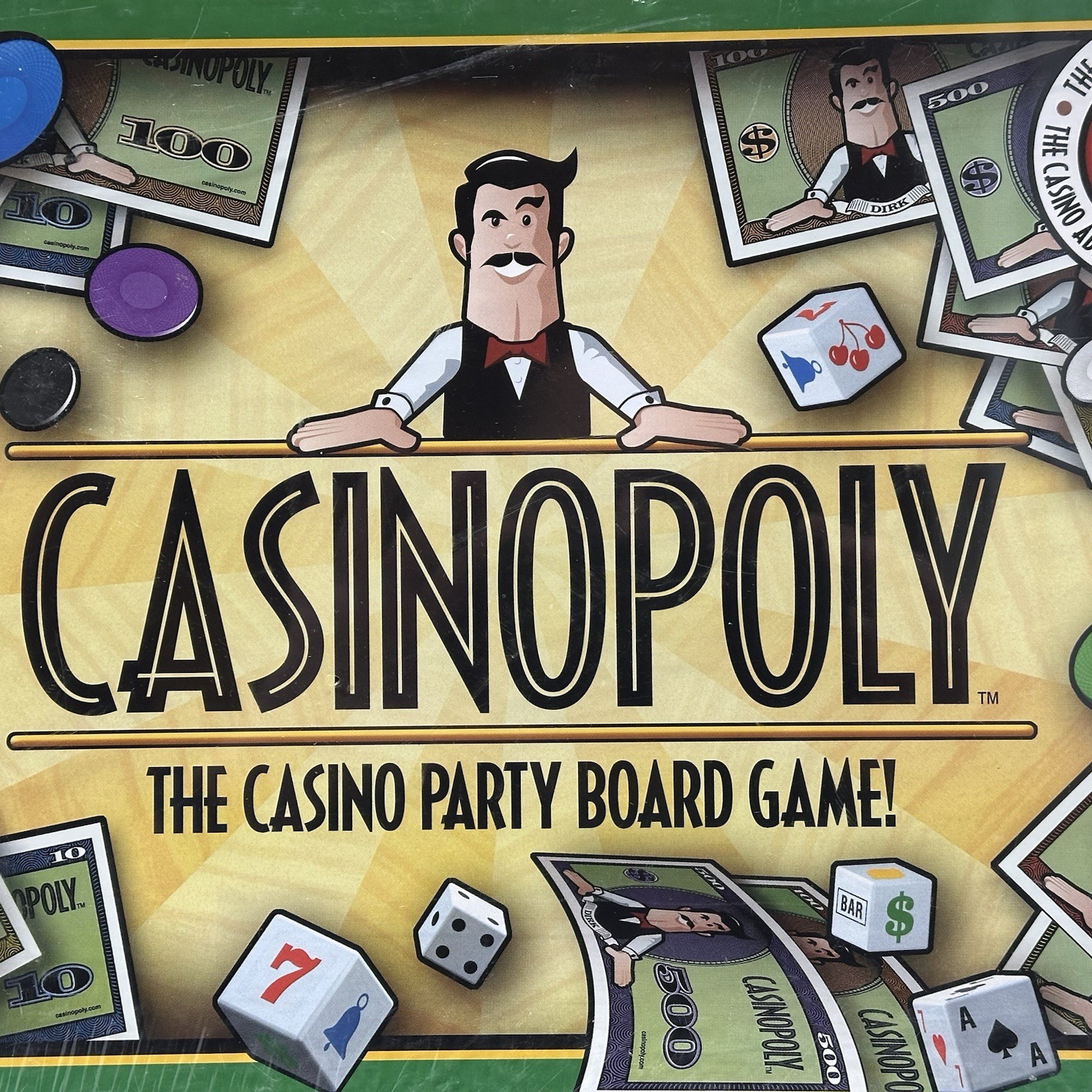 CASINOPOLY Casino Party Board Game 2001 Blackjack Craps Slots Roulette Ages 12+