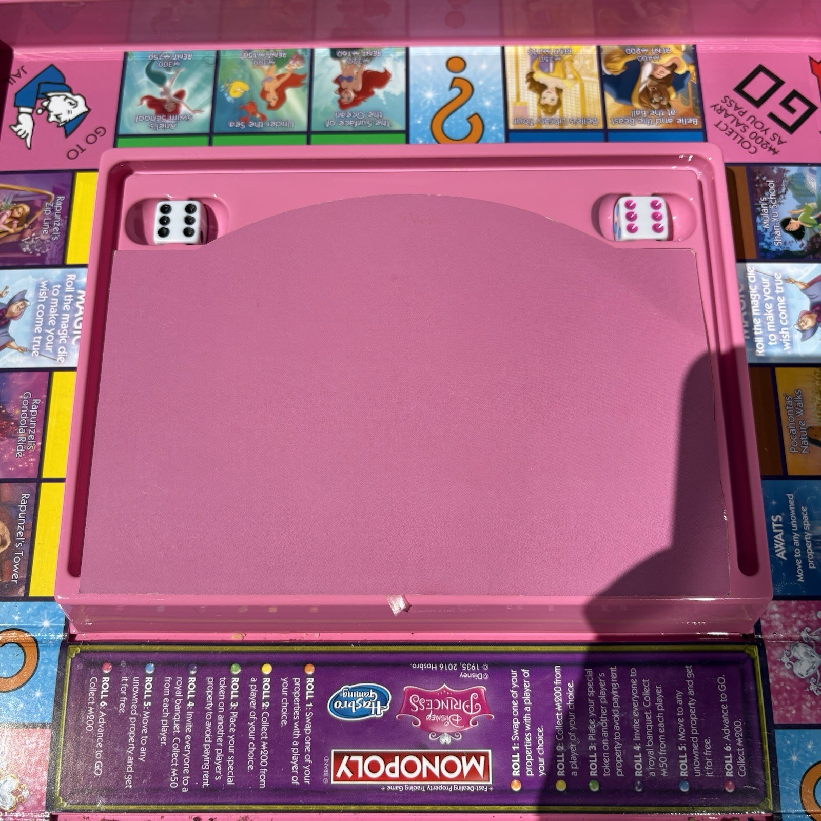 Hasbro Monopoly: Disney Princess Board Game w/ Open & Play Game Case Open Box