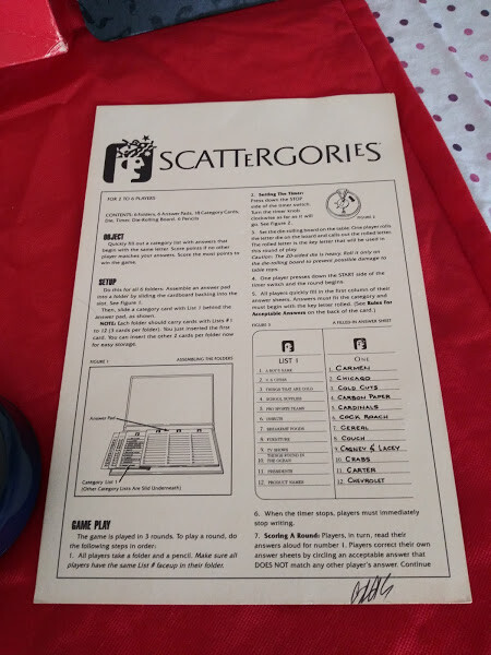 The Game of Scattergories Word Game by Parker Brothers 1988 vintage EUC