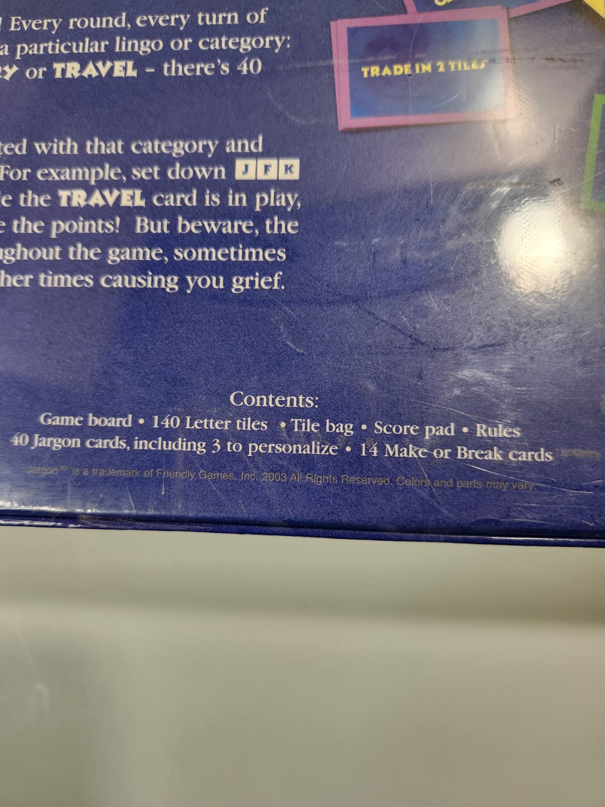 JARGON Crossword Tile Game 2+ Players Age 10+ 2003 Friendly GAMES MPN 03001