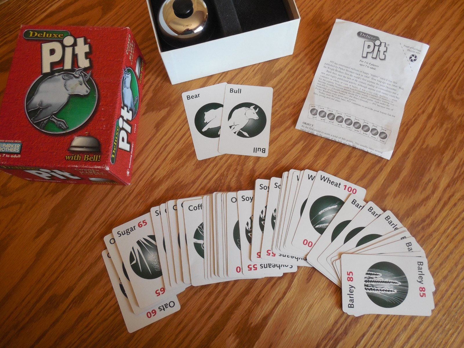 EUC 1998 Parker Brothers “Deluxe Pit” Card Game with Bell 3-8 Players Ages 7+