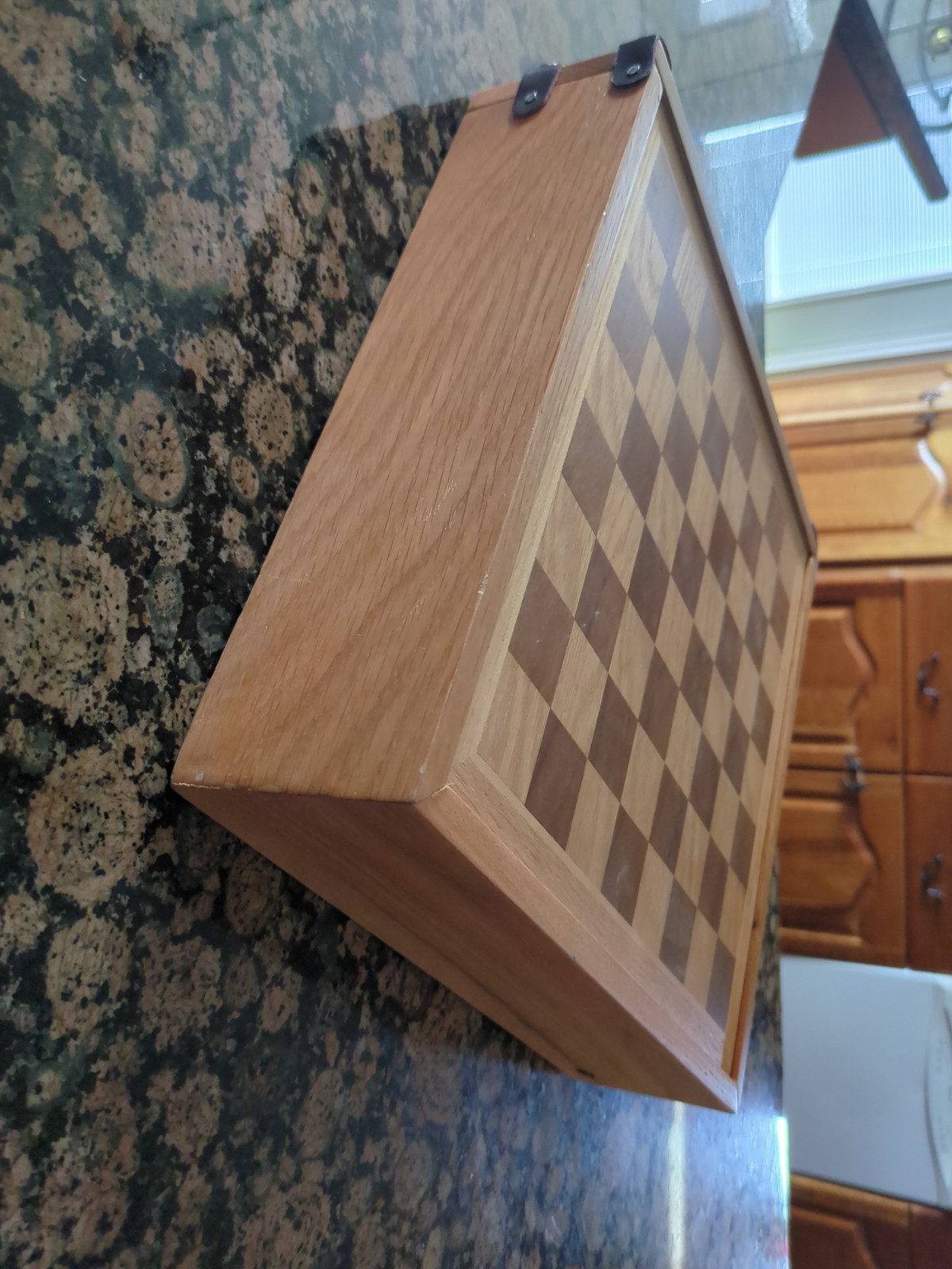 Wood Flip Game Board Set, Checkers, Backgammon, Dice, Poker Chips Cards Dice